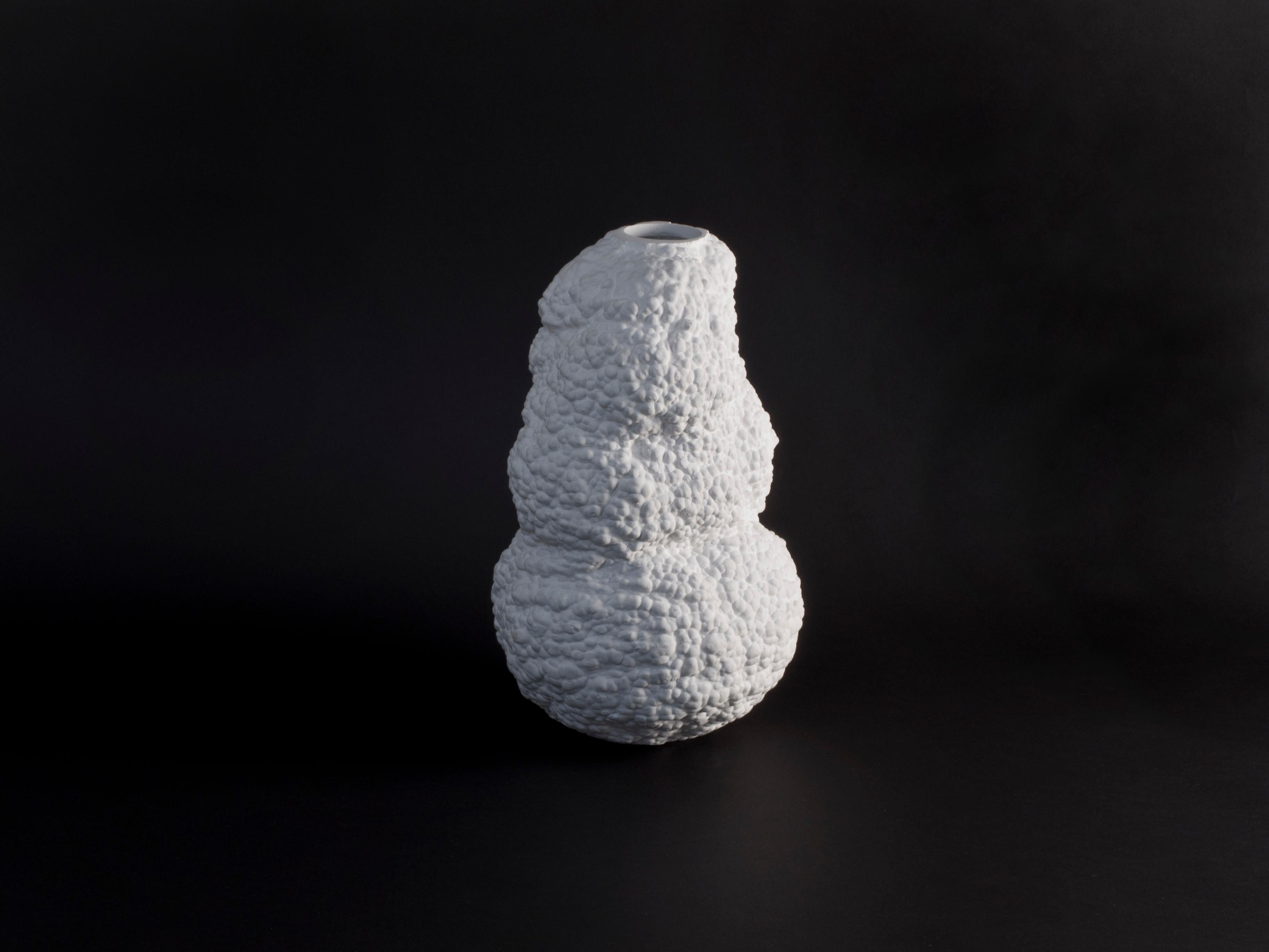 Thaw Half Litre vase by Adam Blencowe
Materials: Plaster, resin, acrylic
Dimensions: 30 x 18 x 18 cm

Thaw is a process by which the unpredictability of melting ice forms the shape and surface of a piece of furniture or object. These works
