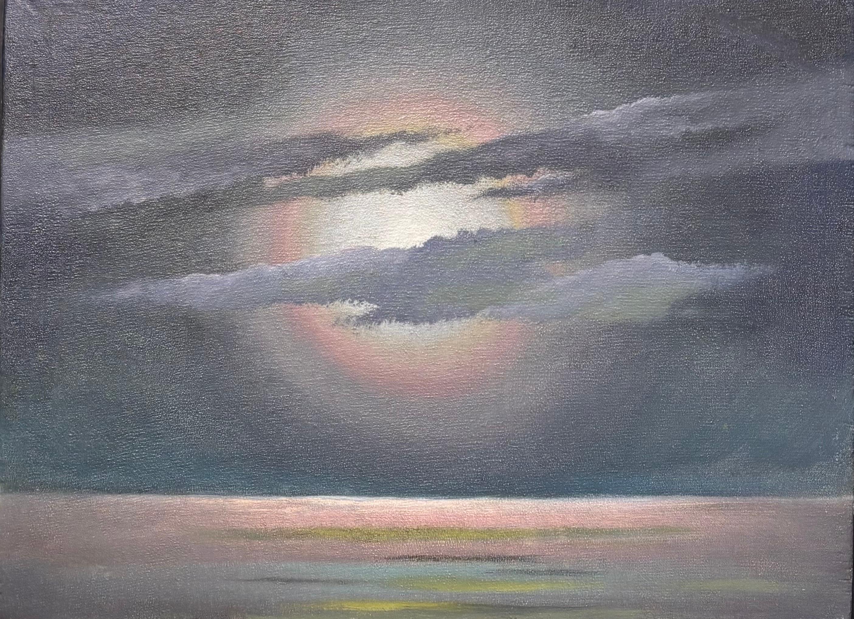 „ Luna dietro alle nuvole“ cm. 37 x 26  1940 ca. – Painting von Thayat (Ernesto Michahelles )