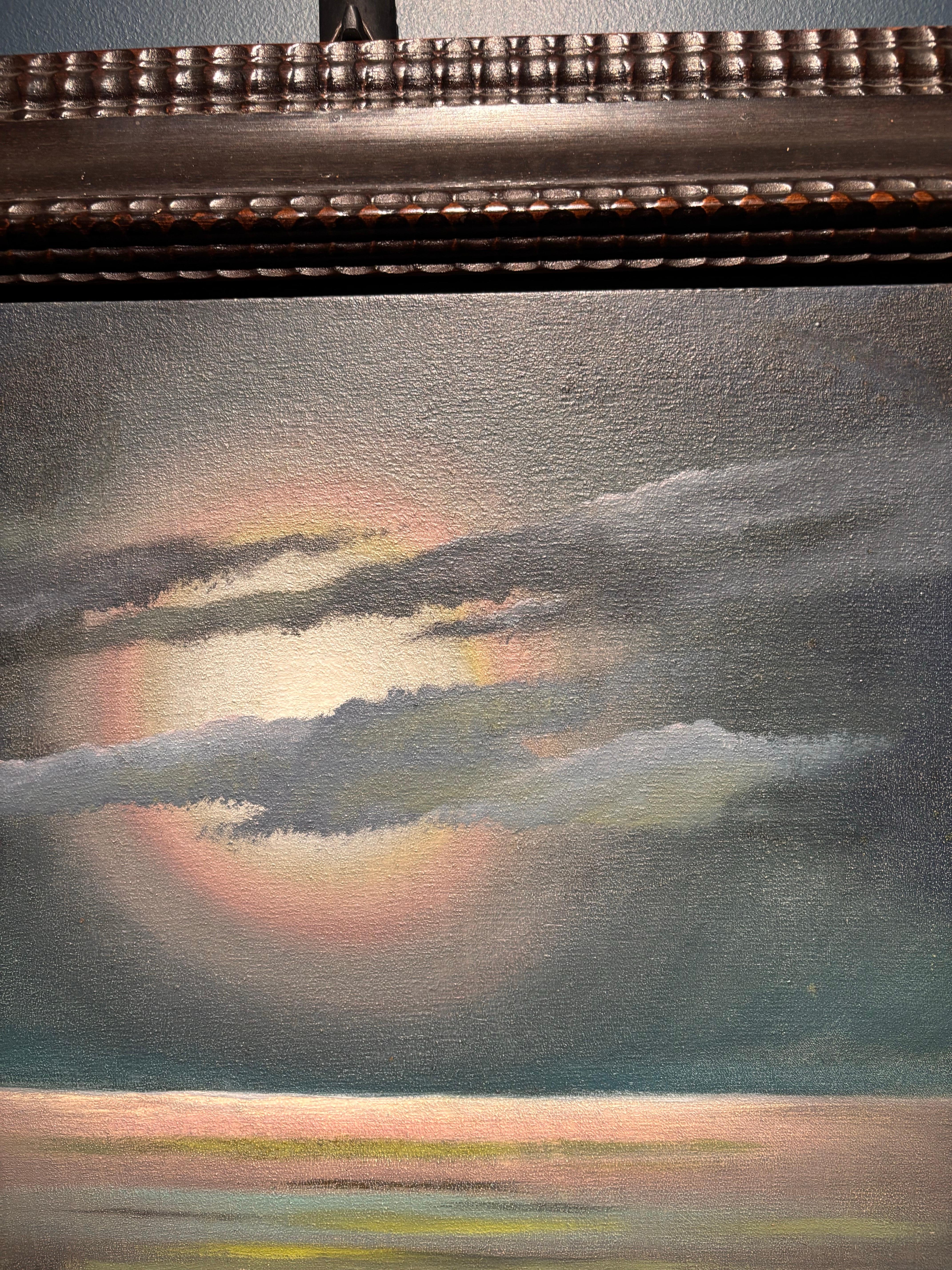 „ Luna dietro alle nuvole“ cm. 37 x 26  1940 ca. (Schwarz), Landscape Painting, von Thayat (Ernesto Michahelles )