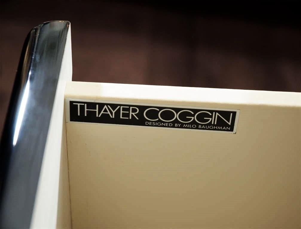 Thayer Coggin Black Lacquered with Brass Bases Nightstands or Chests In Good Condition In Dallas, TX