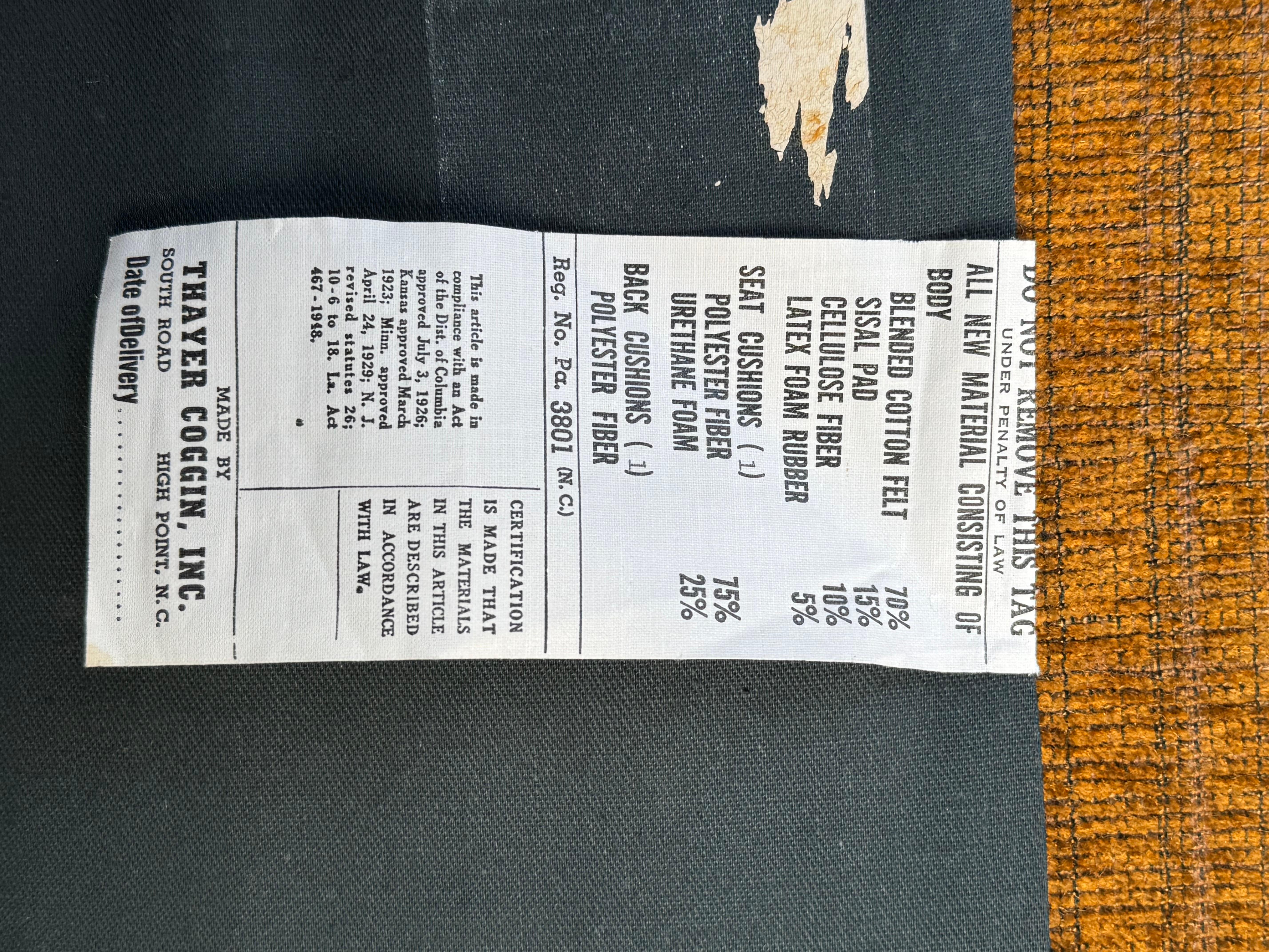 Thayer Coggin Burnt Orange Cubed Chair with Walnut Base In condizioni discrete in vendita a Bensalem, PA