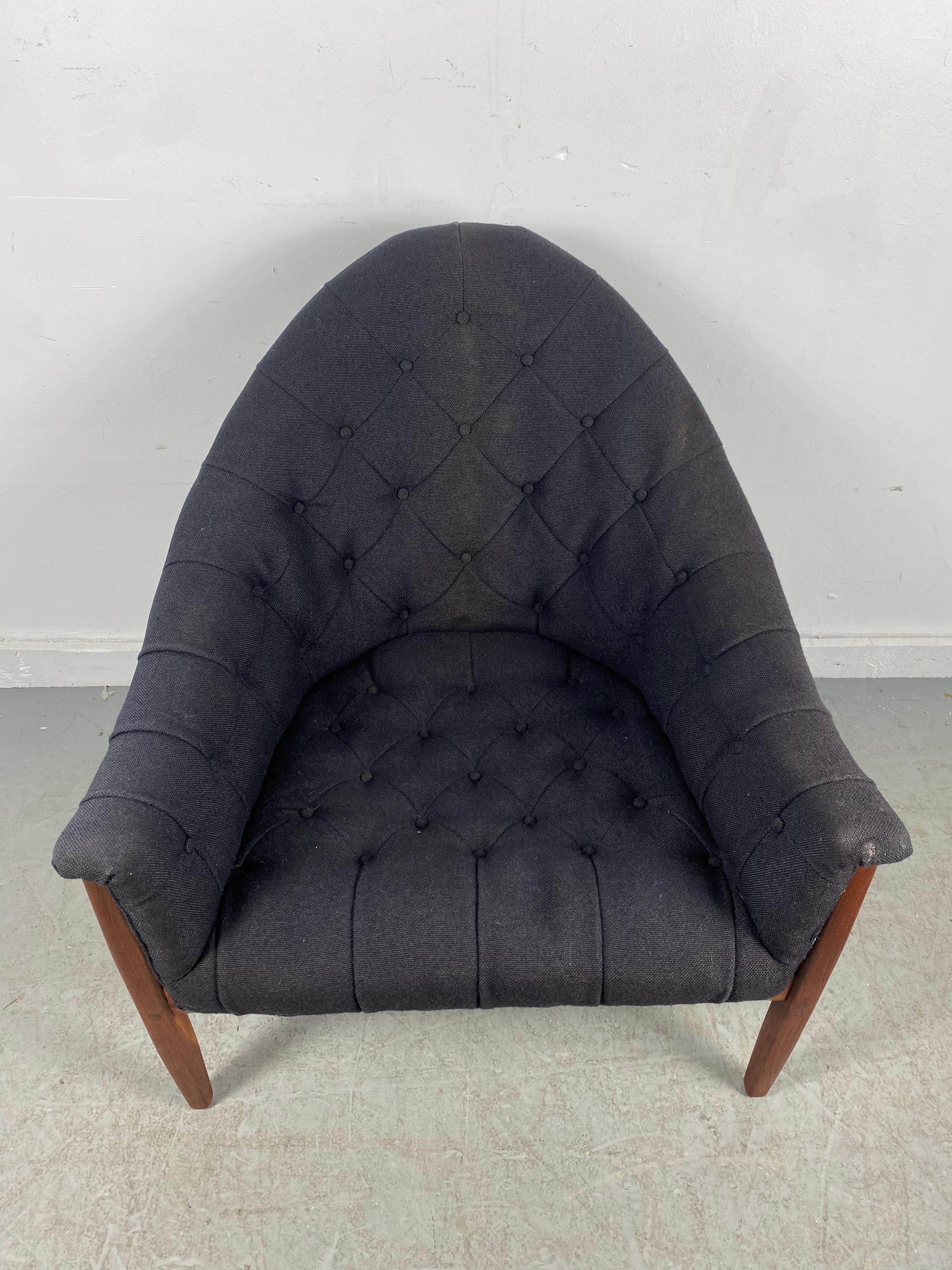 Tissu Fauteuil de salon Thayer Coggin par Milo Baughman avec cadre exposé rare, circa 1965 en vente