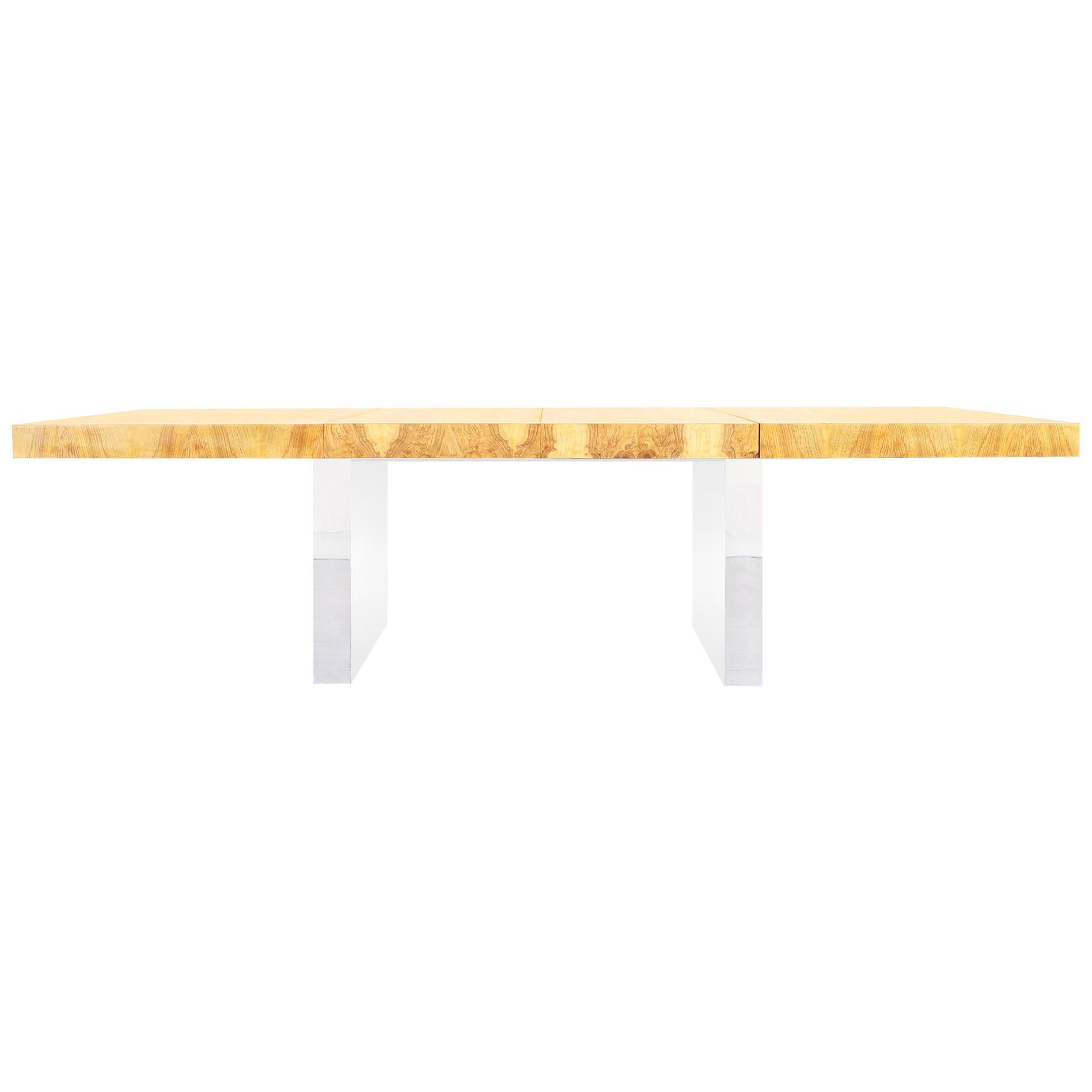 Thayer Coggin Extendable Burl Wood Dining Table by Milo Baughman