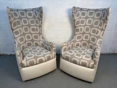 Thayer Coggin Highback Swivel Wing Chairs