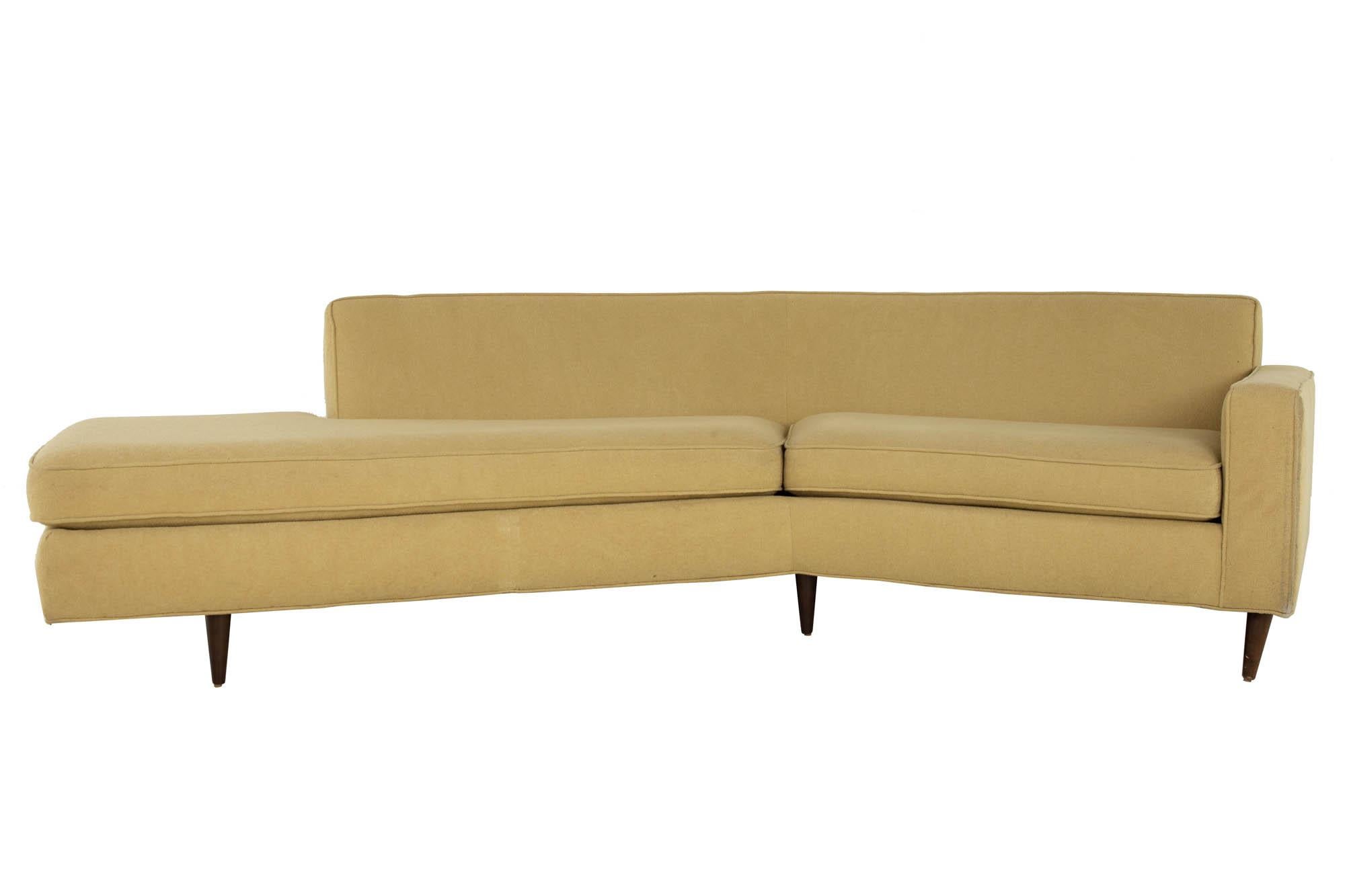 Thayer Coggin mid century angle bumper sectional sofa

Sofa measures: 115 wide x 54 deep x 30 high, with a seat height of 18.5 inches and arm height/chair clearance of 23.25 inches

?All pieces of furniture can be had in what we call restored