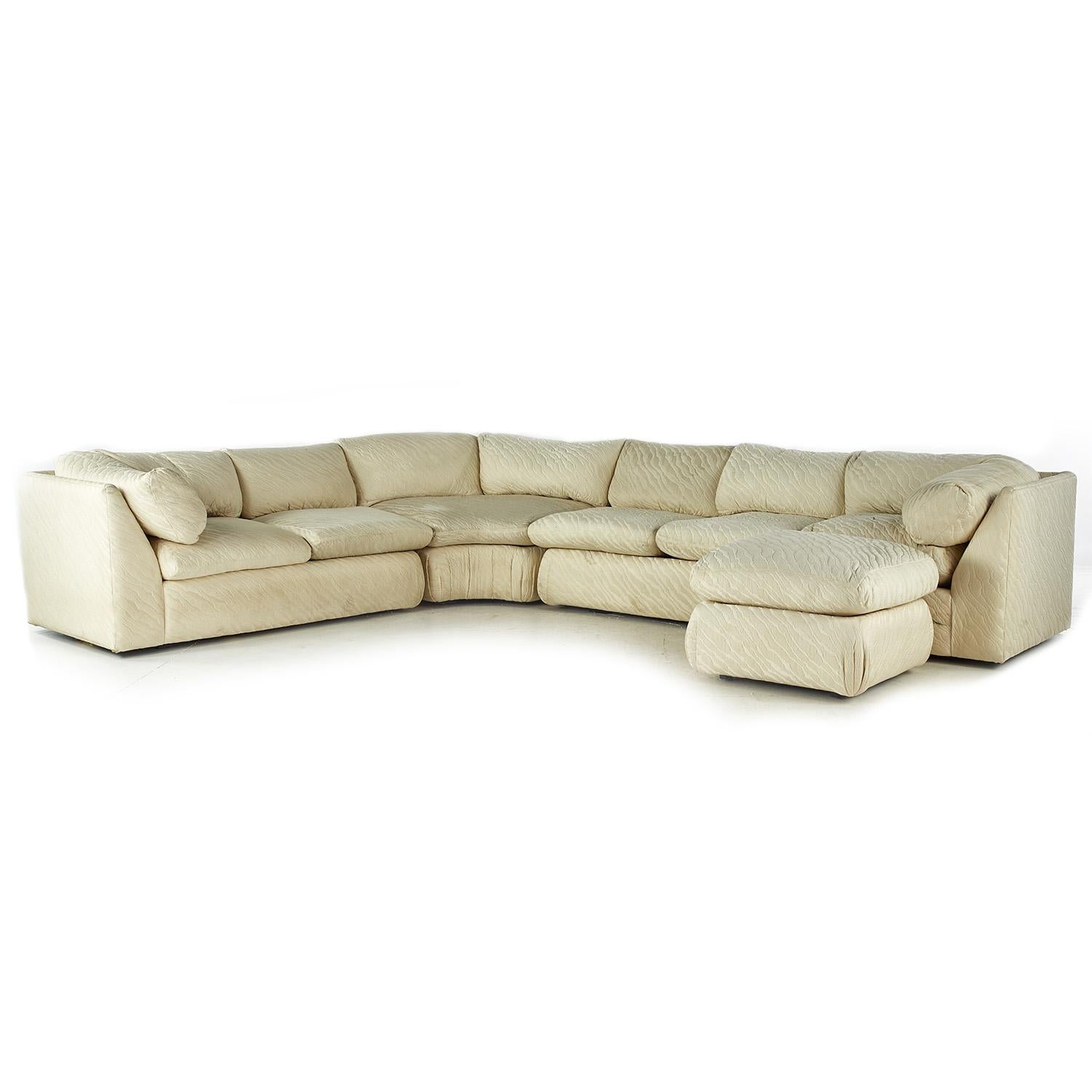 Thayer Coggin midcentury sectional sofa

This sofa measures: 103 wide x 127 deep x 28.5 inches high, with a seat height of 17.5 and arm height of 28.5 inches

All pieces of furniture can be had in what we call restored vintage condition. That