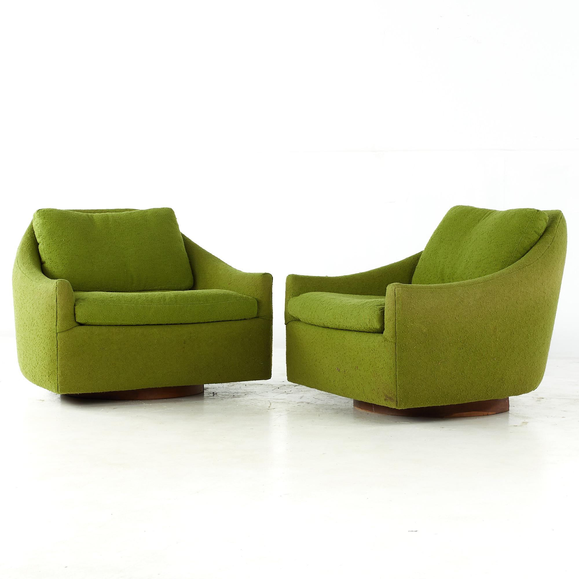 Mid-Century Modern Thayer Coggin Mid Century Swivel Lounge Chairs - Pair