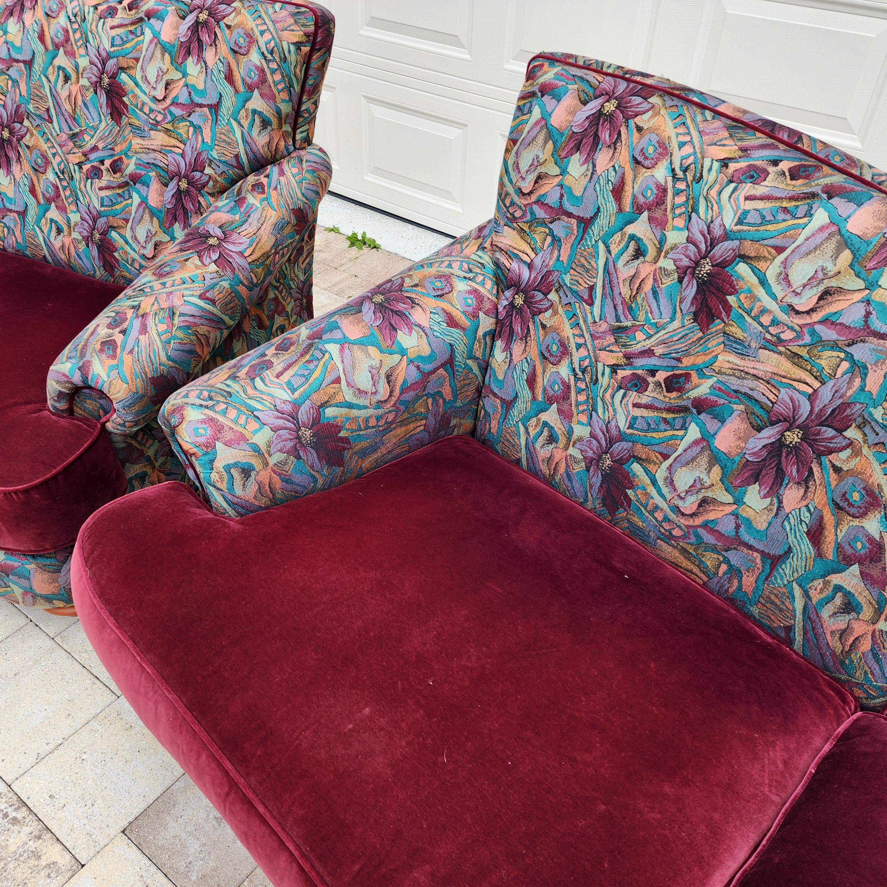 Velours Thayer Coggin Sofas Tropical Pair en vente