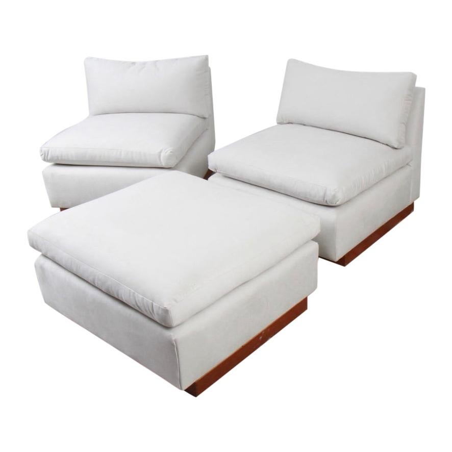 Thayer Coggin Style Armless Chair & Ottoman Set