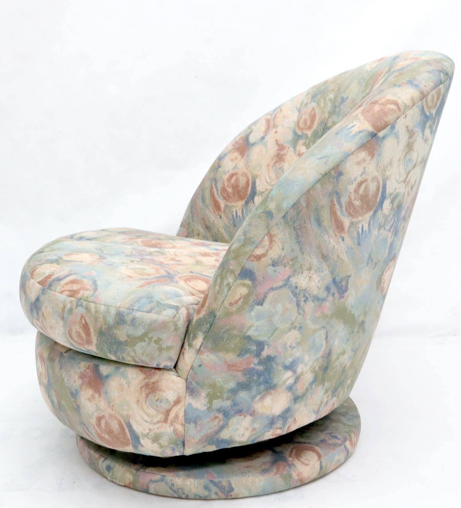 20ième siècle Thayer Coggin fauteuil de salon à bascule pivotante à dossier basculant en forme de feston et à bascule en vente