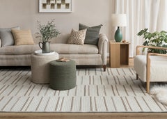 Thayer Design Studio, Natural Wool, Light Grey and Brown, 6' x 9' Trace Rug