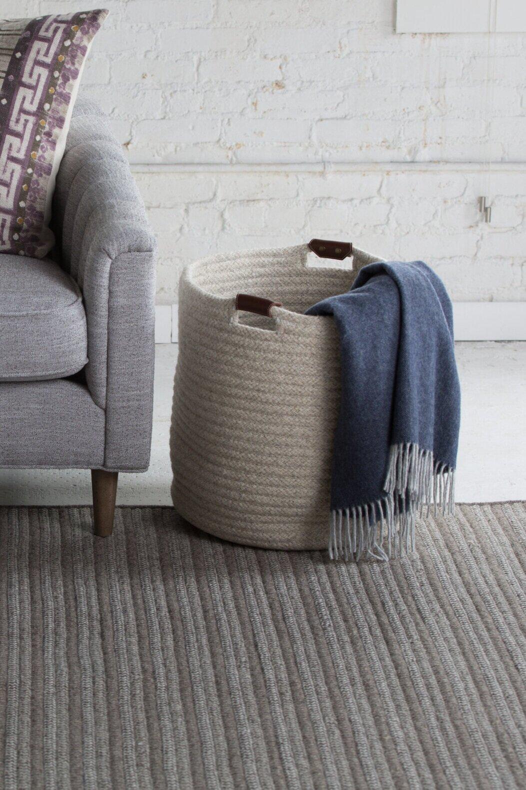 American Thayer Design Studio, Natural Wool, Light Grey, XXL Wool Basket For Sale