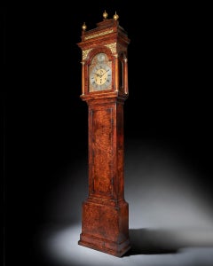 The 10.5ft 18th Century George I Bur/Burl Walnut Month Longcase Clock by