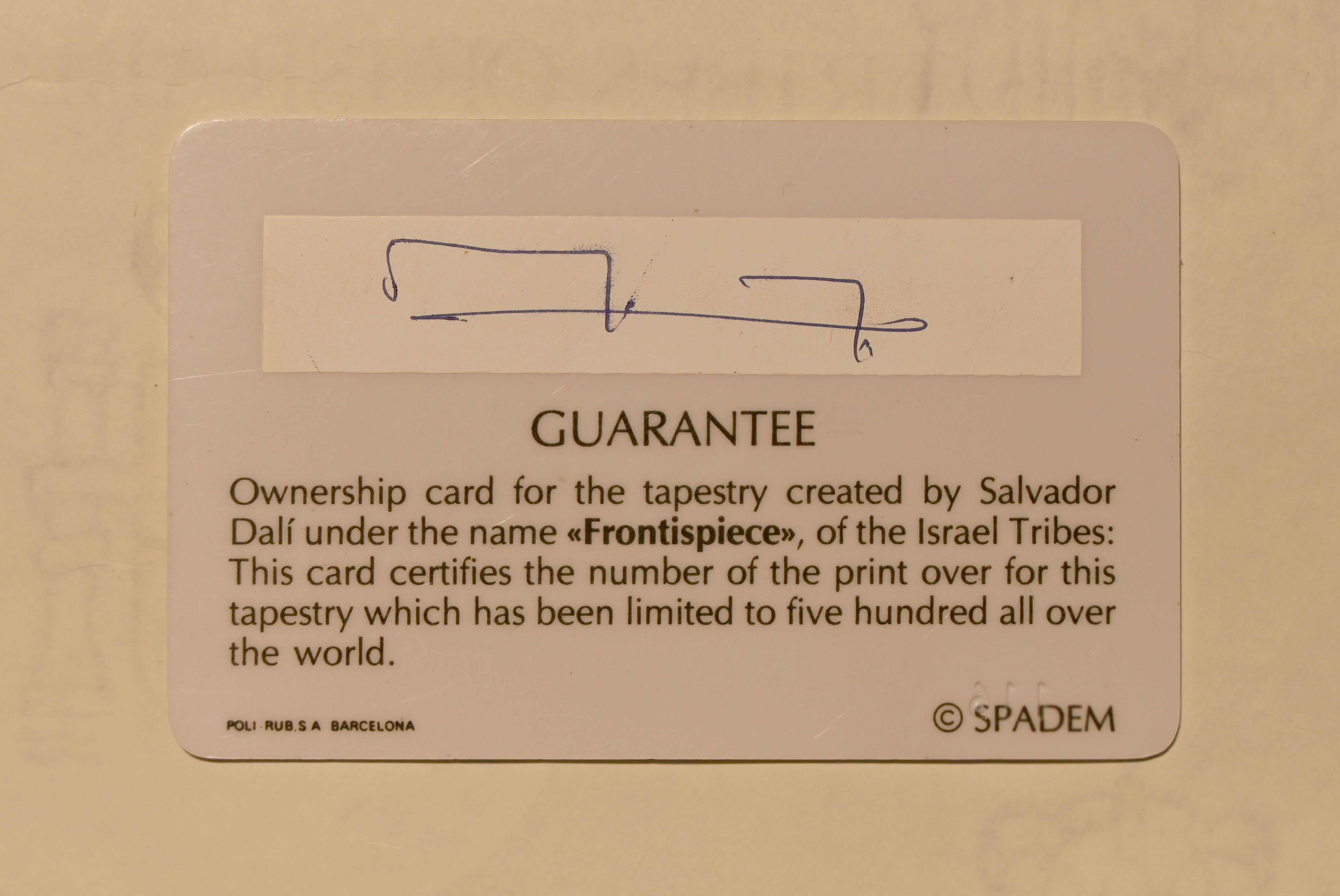 Le 12 tribù di Israel, arazzo di Salvador Dalí Certificato notarile -N° 1468 in vendita 6