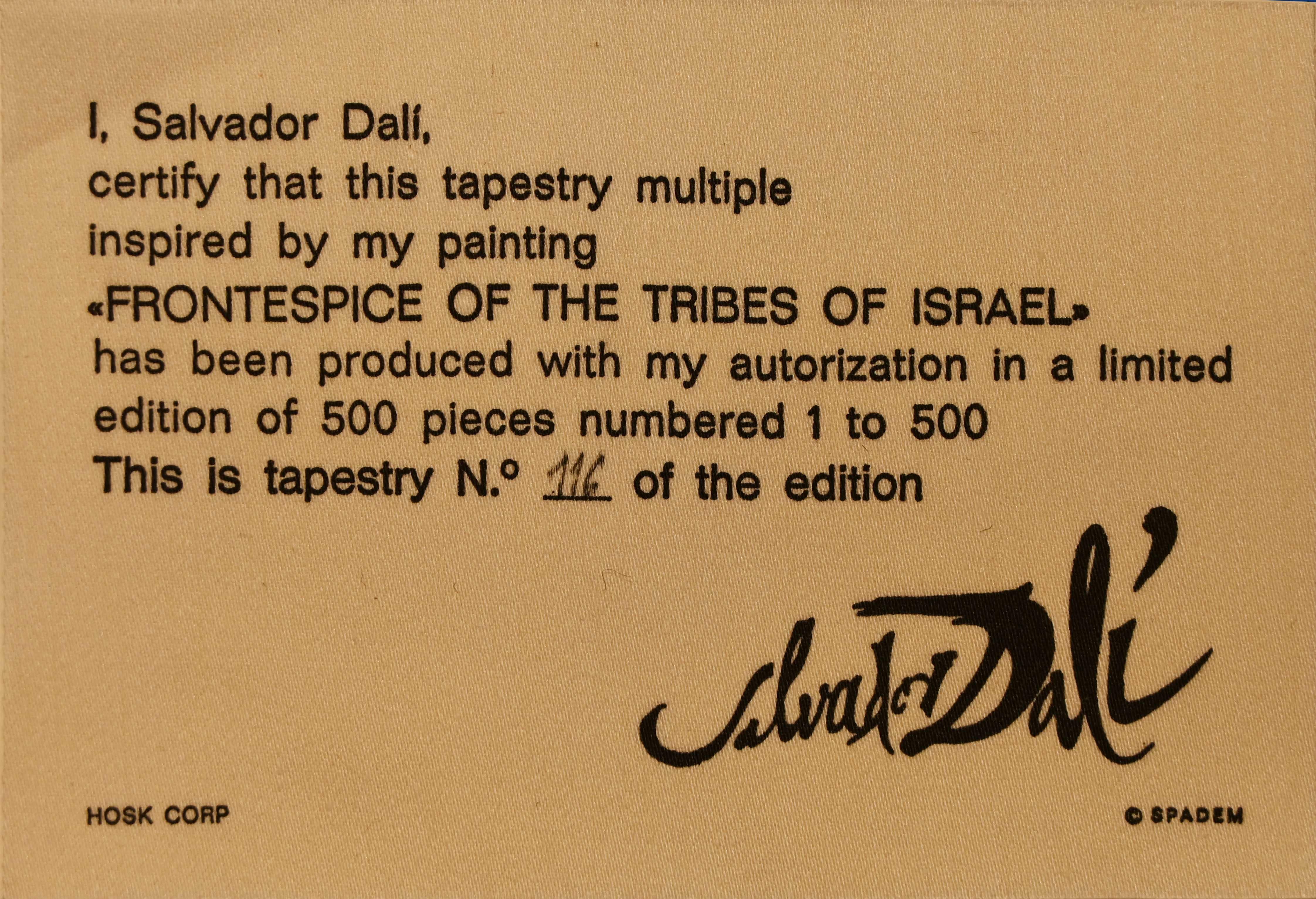 Le 12 tribù di Israel, arazzo di Salvador Dalí Certificato notarile -N° 1468 in vendita 7