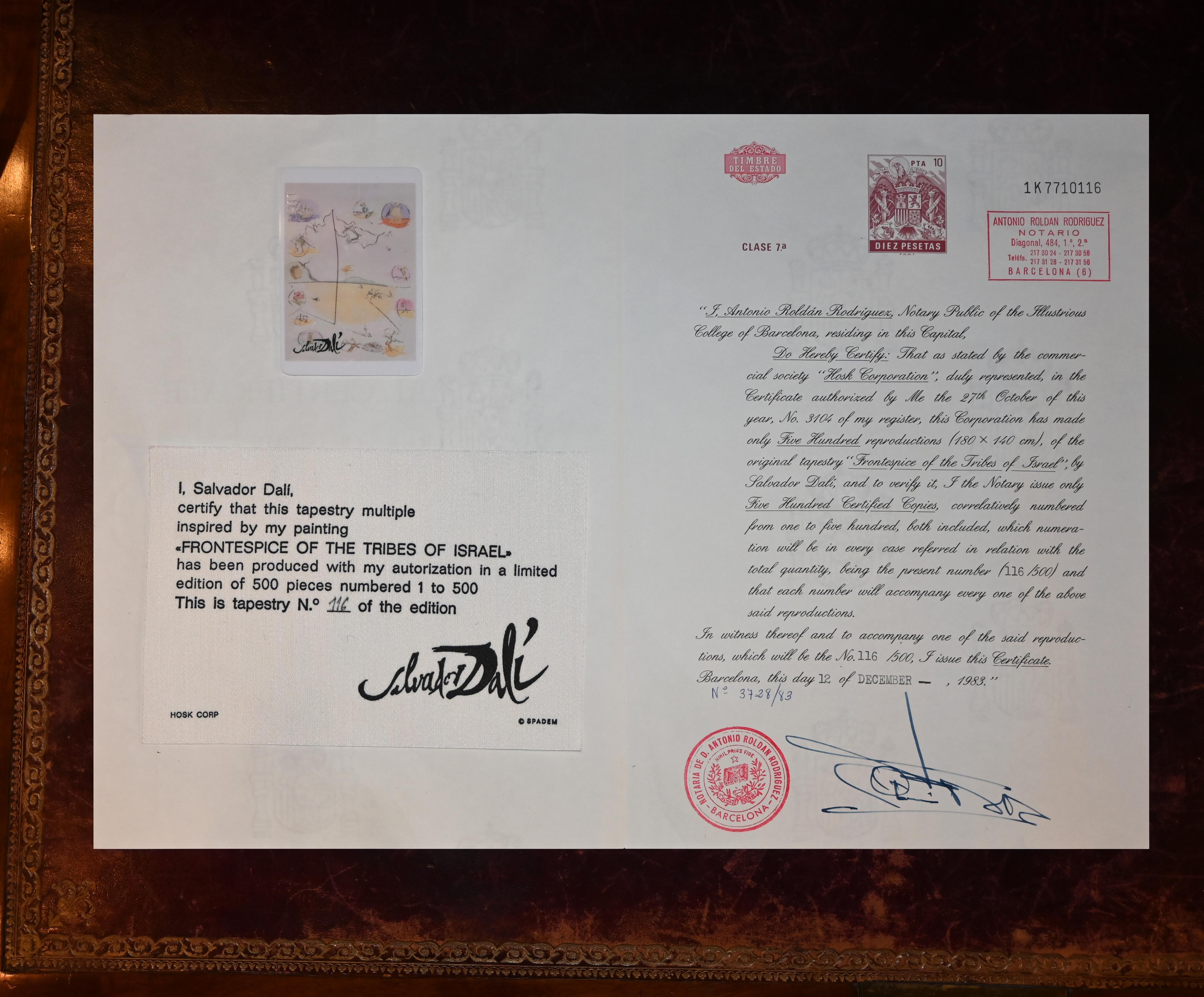 Le 12 tribù di Israel, arazzo di Salvador Dalí Certificato notarile -N° 1468 in vendita 8
