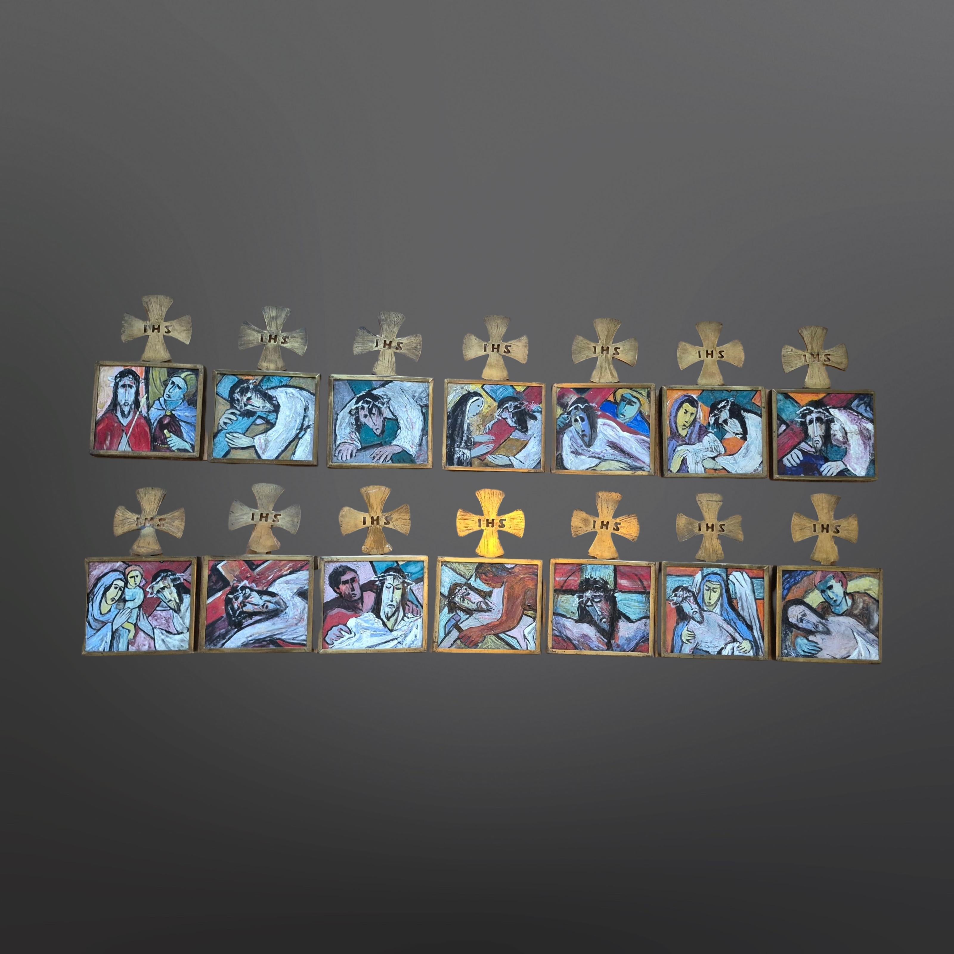 Set di piccoli dipinti espressionisti. Sono stati dipinti nel 1961 dall'artista olandese Jan Mammen. Rappresentano le 14 stazioni della Via Crucis. 
Ogni quadro è incorniciato in ottone e sormontato da una croce in ottone. 
Dipinto su pannello di