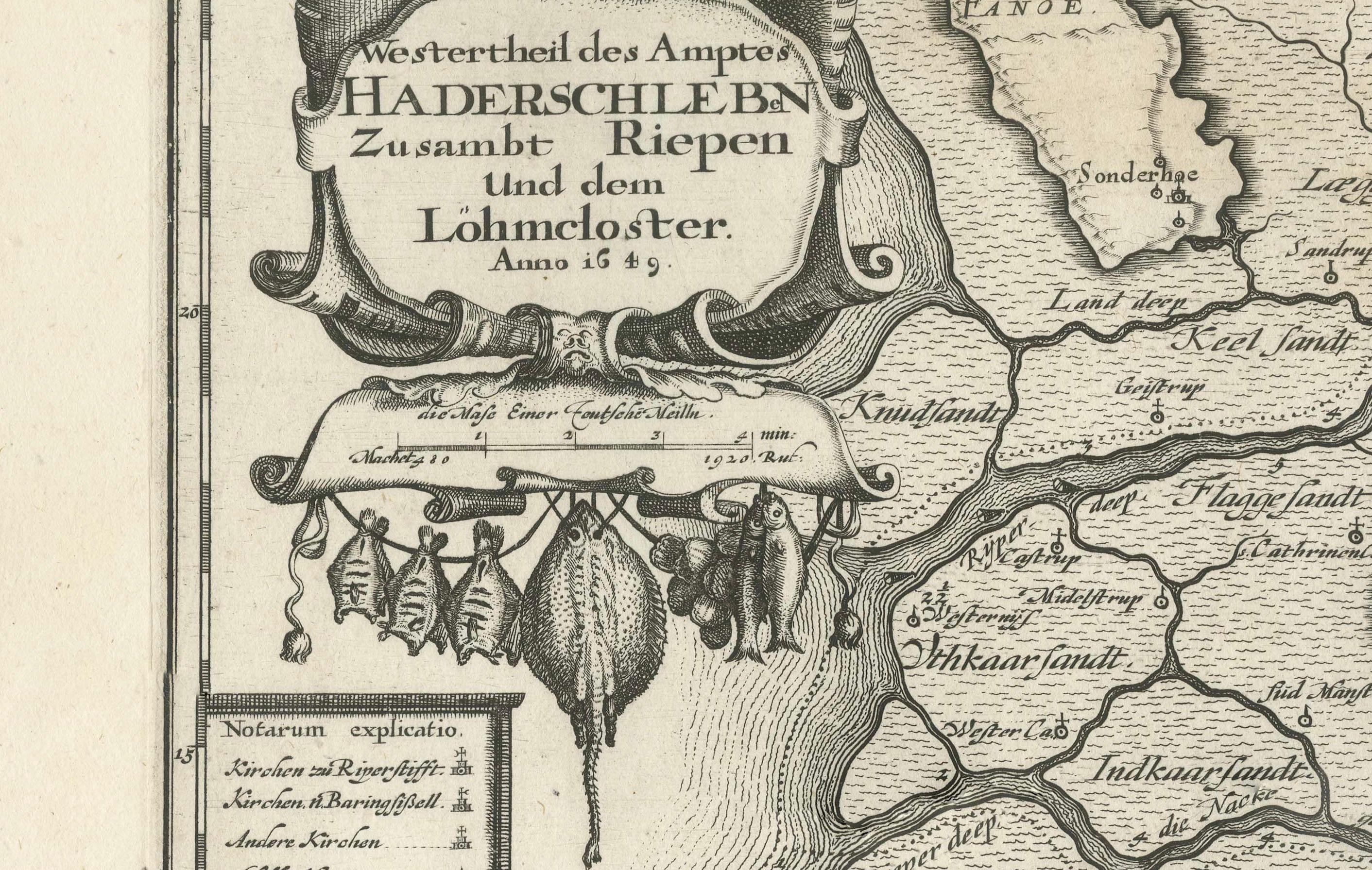 Papier La carte de Haderschleben de l'ouest du Jutland et des îles des mers du Nord, 1649 en vente