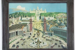 Impresión coloreada a mano sobre lienzo, Exposición Internacional de Barcelona de 1929