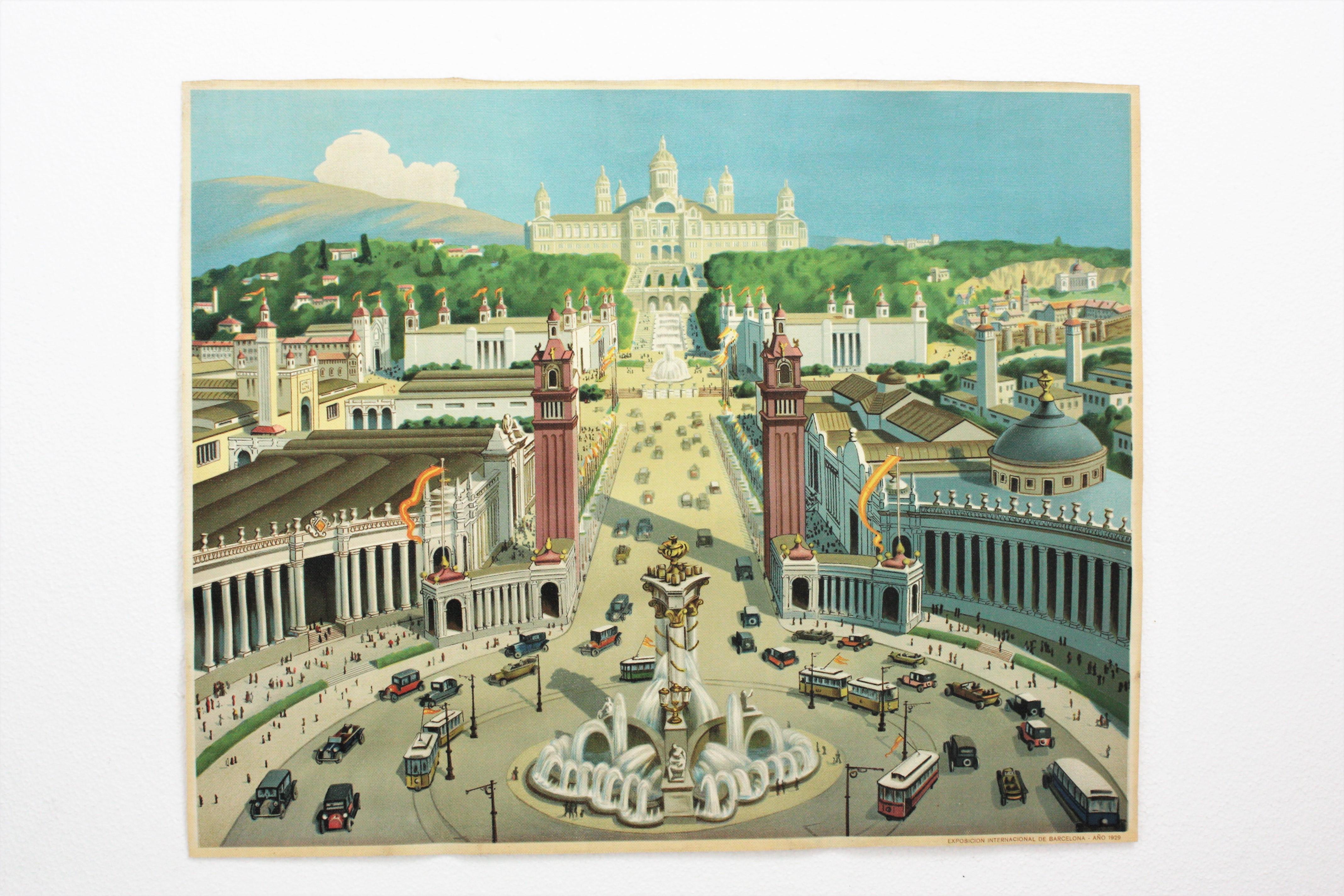Spanish The 1929 Barcelona International Exposition, Print on Canvas For Sale