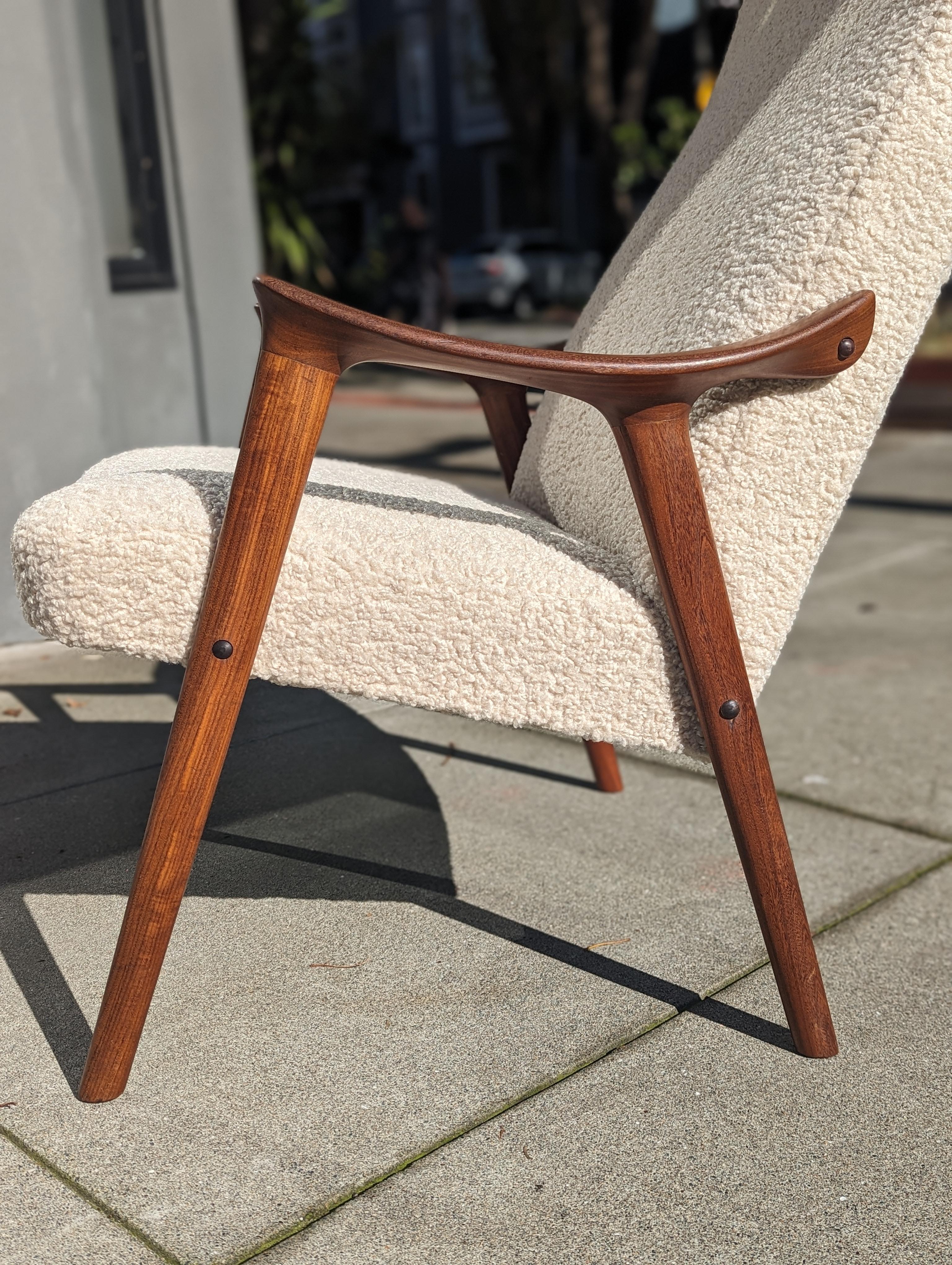 Bouclé  The 1960s Westnofa Scoop Lounge Chair, a Danish Design Dream  For Sale