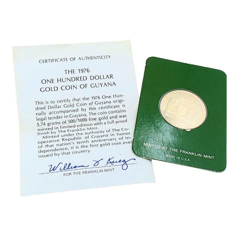 La pièce d'or commémorative de cent dollars de 1976 en vente 2