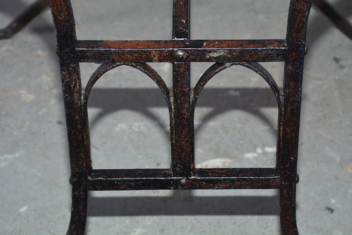 19th Century French Iron Bistro Table with Faux Gothic Stretcher In Good Condition In Sheffield, MA