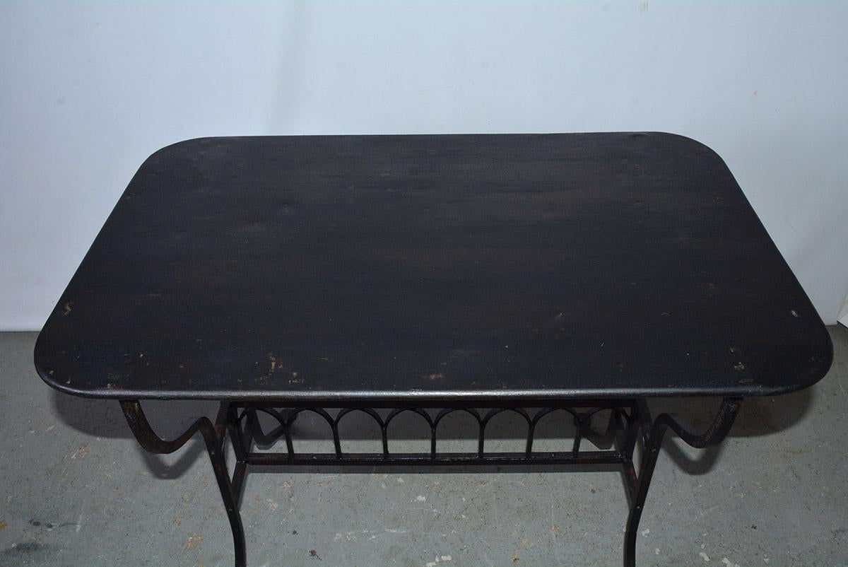 19th Century French Iron Bistro Table with Faux Gothic Stretcher 1