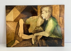 "The 2 Boyfriends", Lacquered Panel Representing a Couple of Young Boyfriends