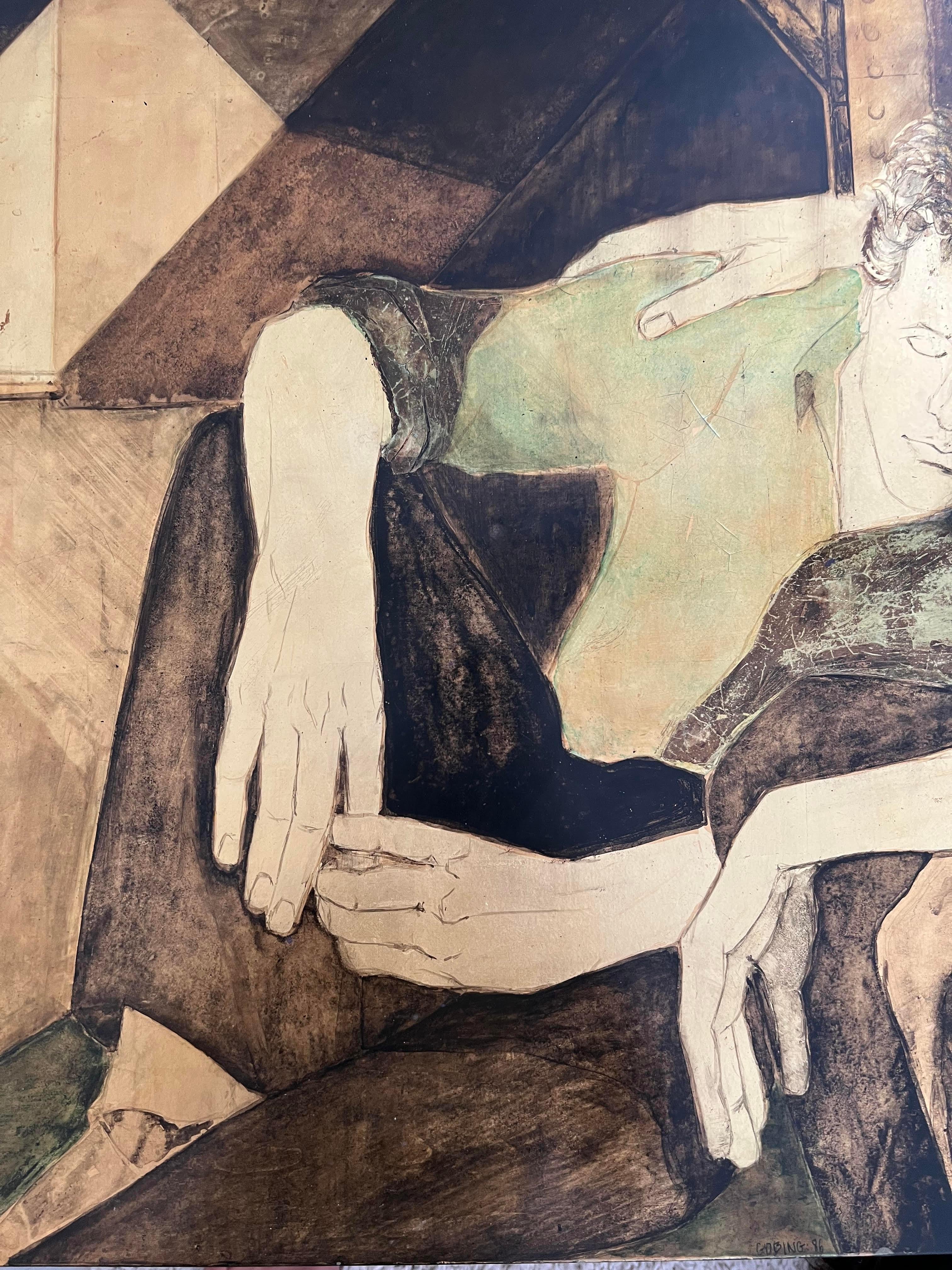 Lackiertes Tafelbild „The 2 Boyfriends“, Darstellung eines Paares junger Boyfriends im Zustand „Gut“ im Angebot in Marcq-en-Barœul, Hauts-de-France
