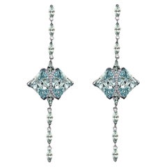 The 20ct Aquamarine Sapphire Eagle Ray Drop Earrings, 10kt White Gold