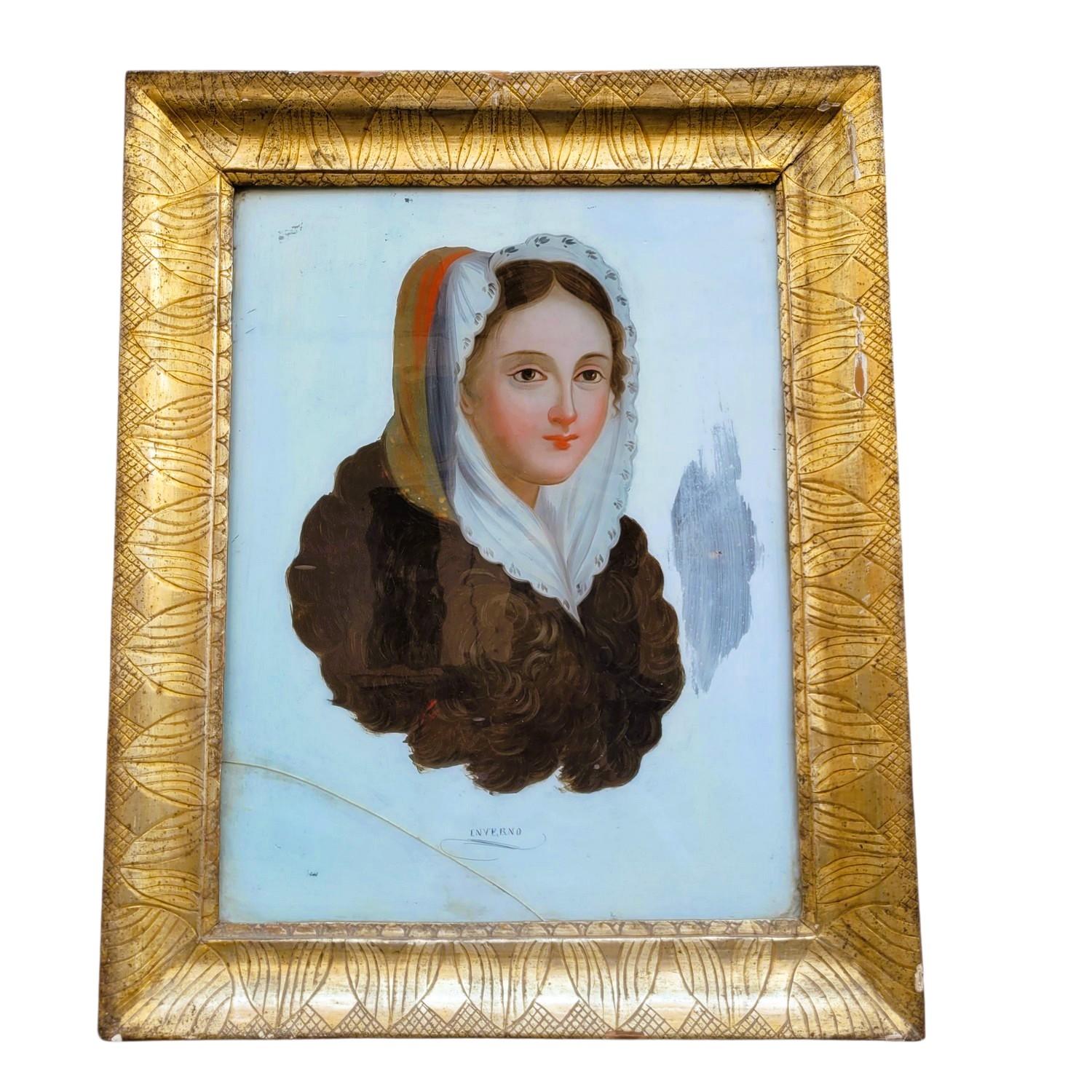 Les 4 saisons : suite de 4 grands cadres en verre encadrés, représentations allégoriques des 4 saisons par des portraits de femmes avec les attributs des saisons.   

Quelques usures d'usage, les montures sont usées, le verre de Winter est fissuré. 