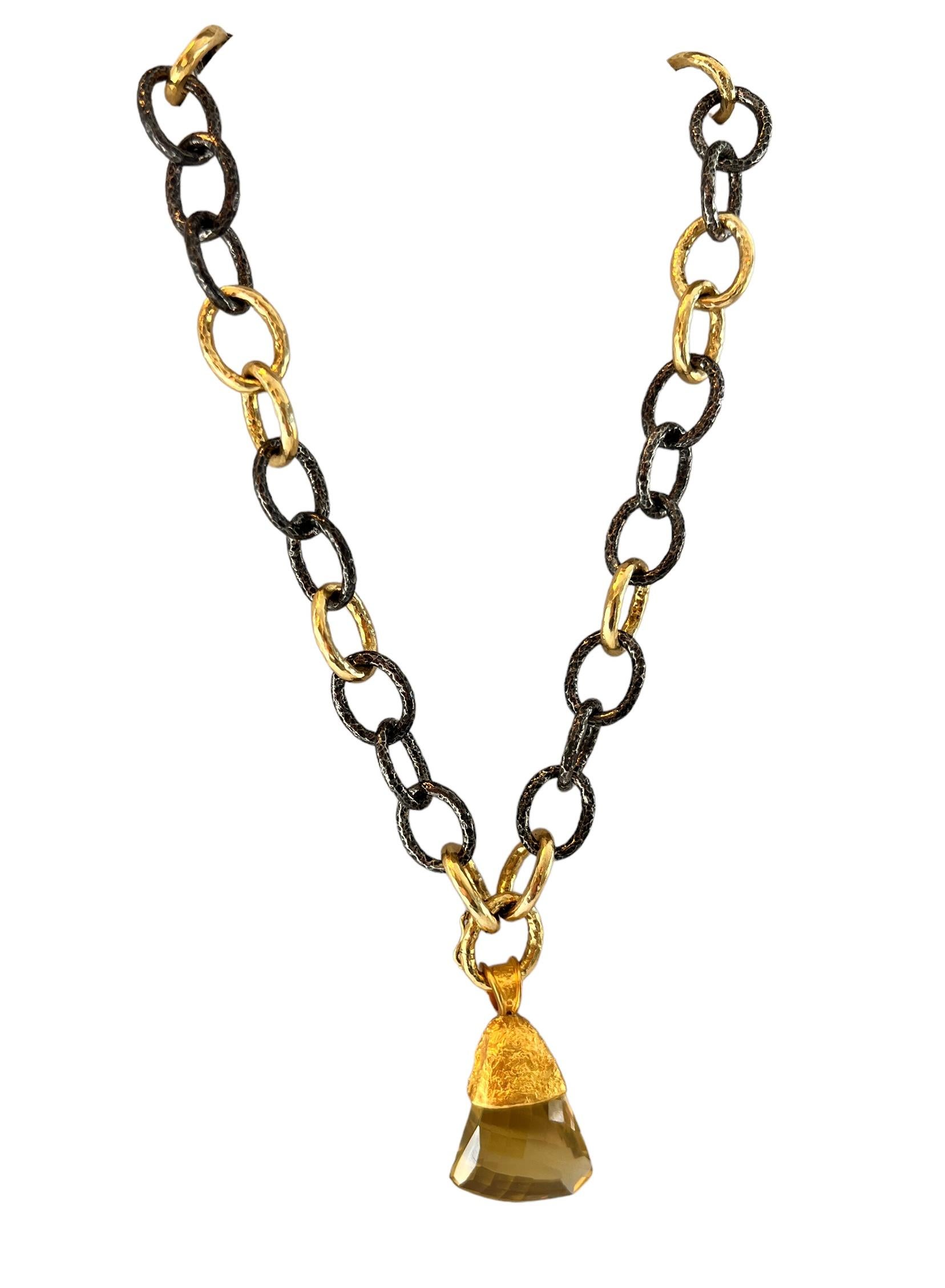 Collana a catena 50/50 in argento e oro annerito da 16