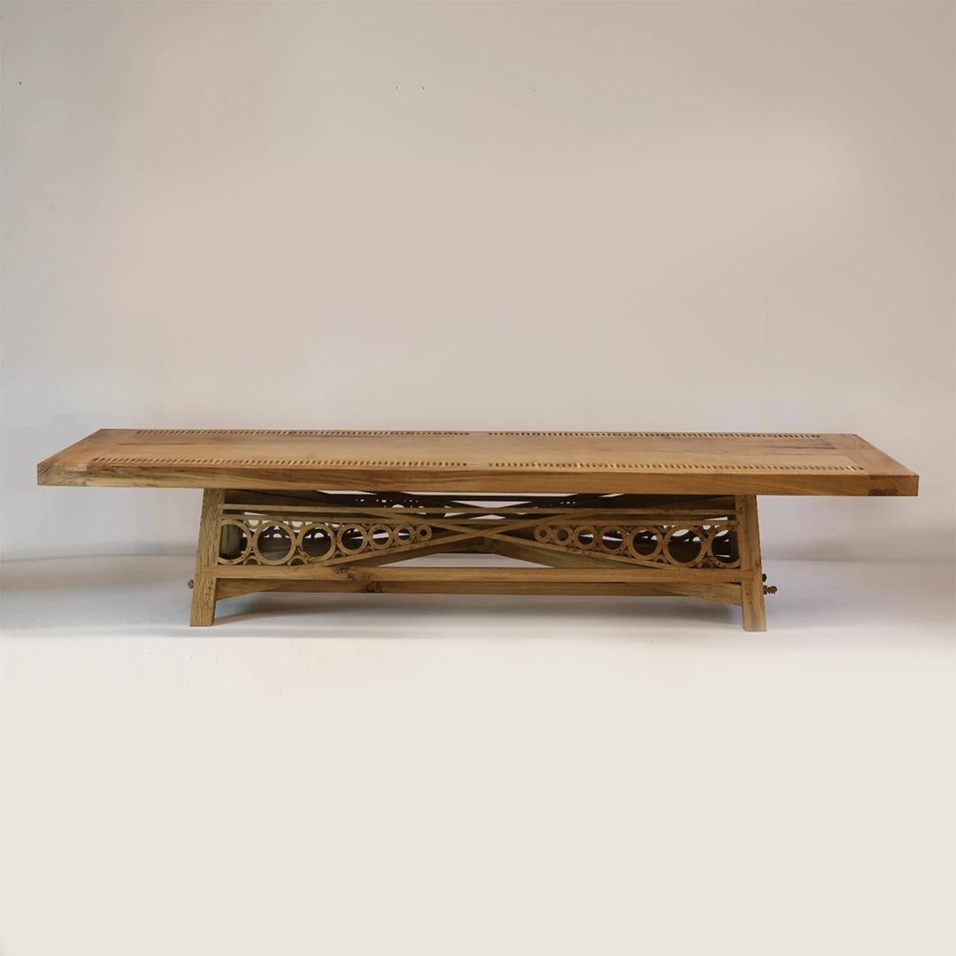 One of one. Technically one of the most difficult tables ever built from timber. All made from English oak from sussex. Named the 667 as that’s how many hand cut joints it took to make such a creation. 5 weeks for 2 master craftsmen to create this