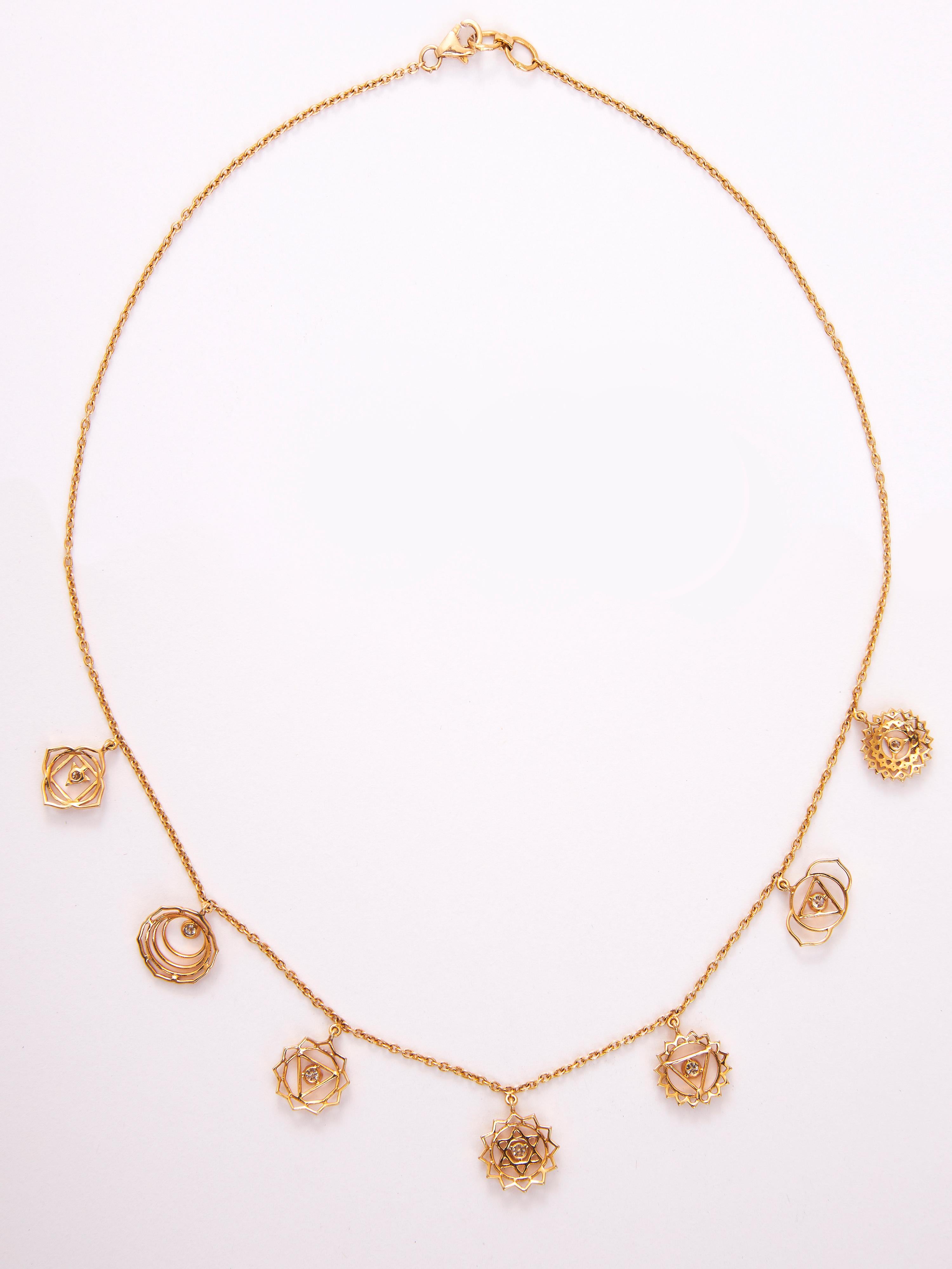 The 7 Chakra Charms in 18kt Gold In New Condition For Sale In Mumbai, IN