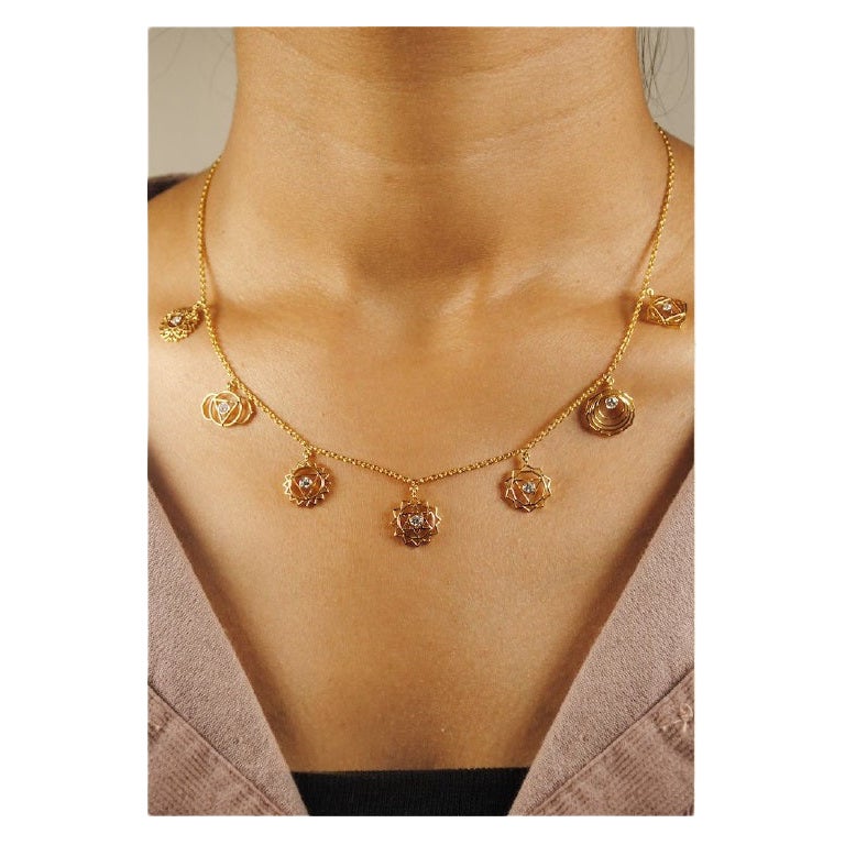 The 7 Chakra Charms in 18kt Gold For Sale