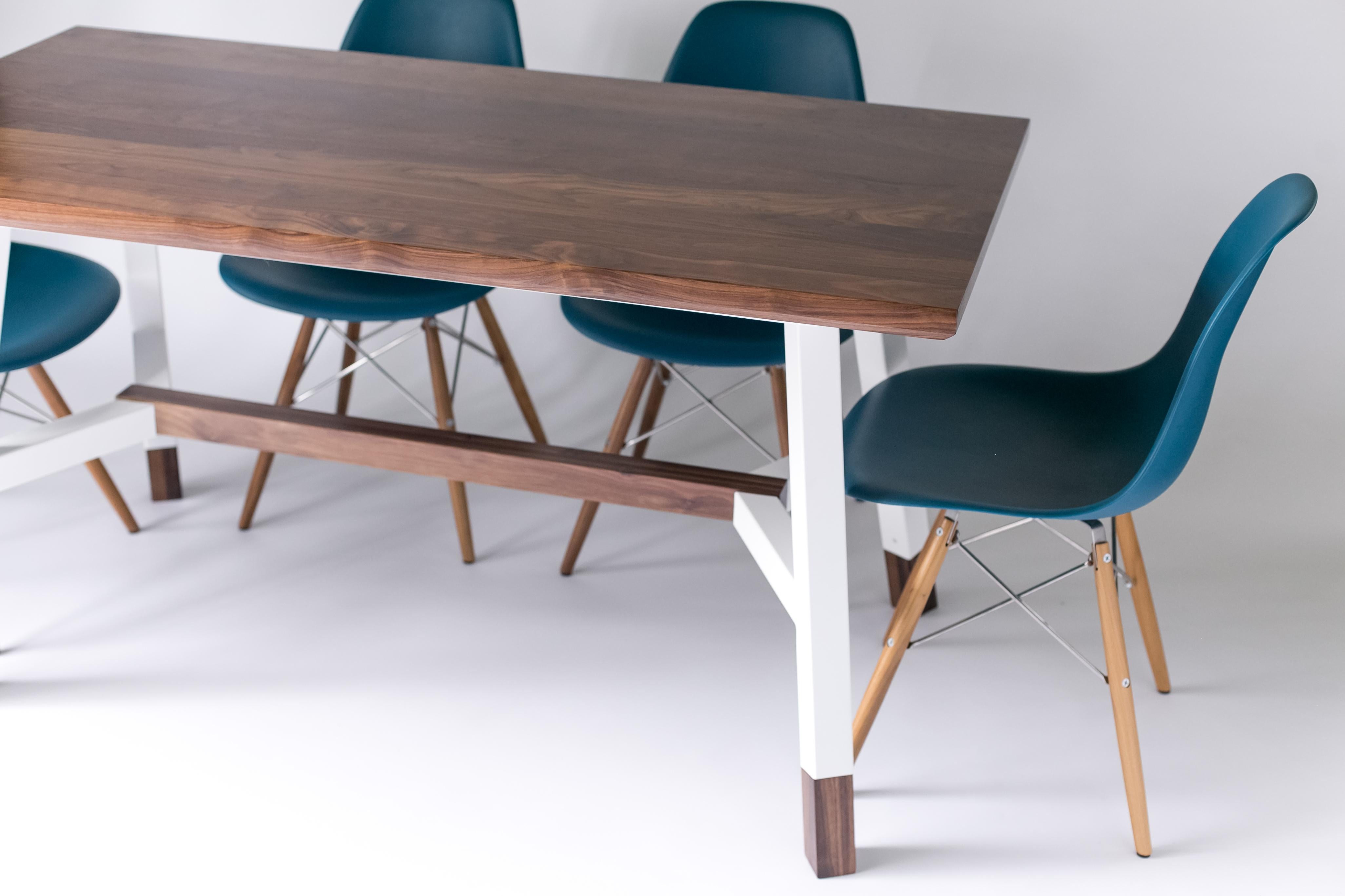 The A-Frame, Modern Walnut and White Powder Coated Steel Dining Table 1