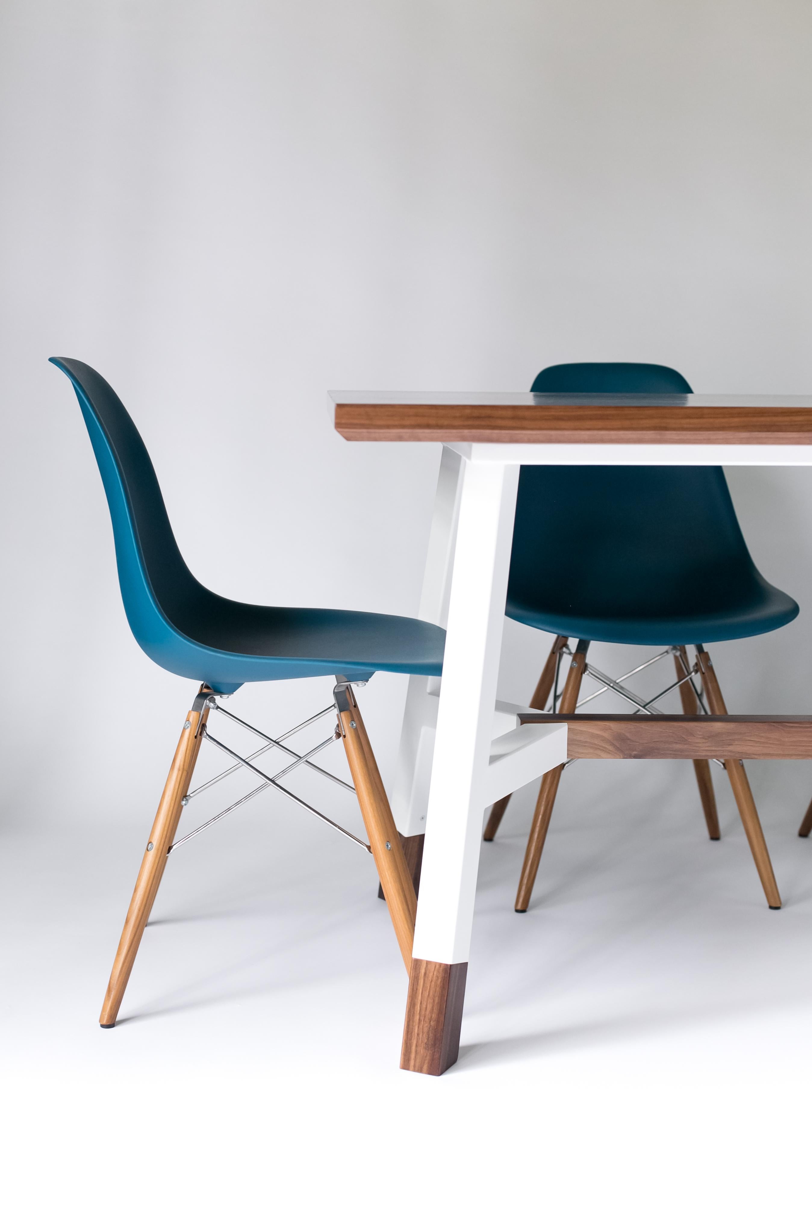 The A-Frame, Modern Walnut and White Powder Coated Steel Dining Table 2