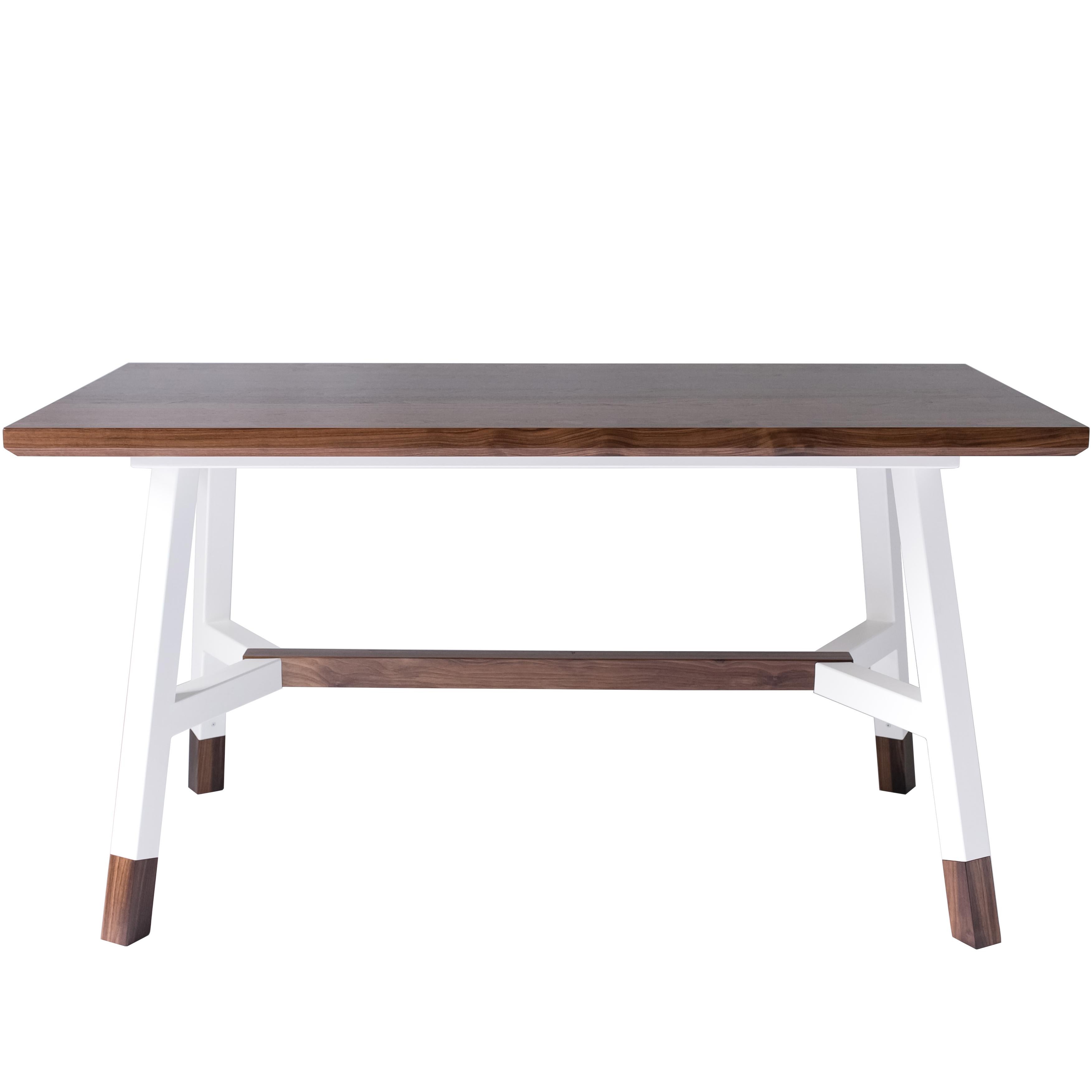 The A-Frame, Modern Walnut and White Powder Coated Steel Dining Table