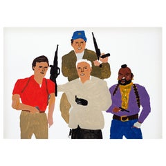 'The A-Team' Portrait Painting by Alan Fears Acrylic on Paper Pop Art