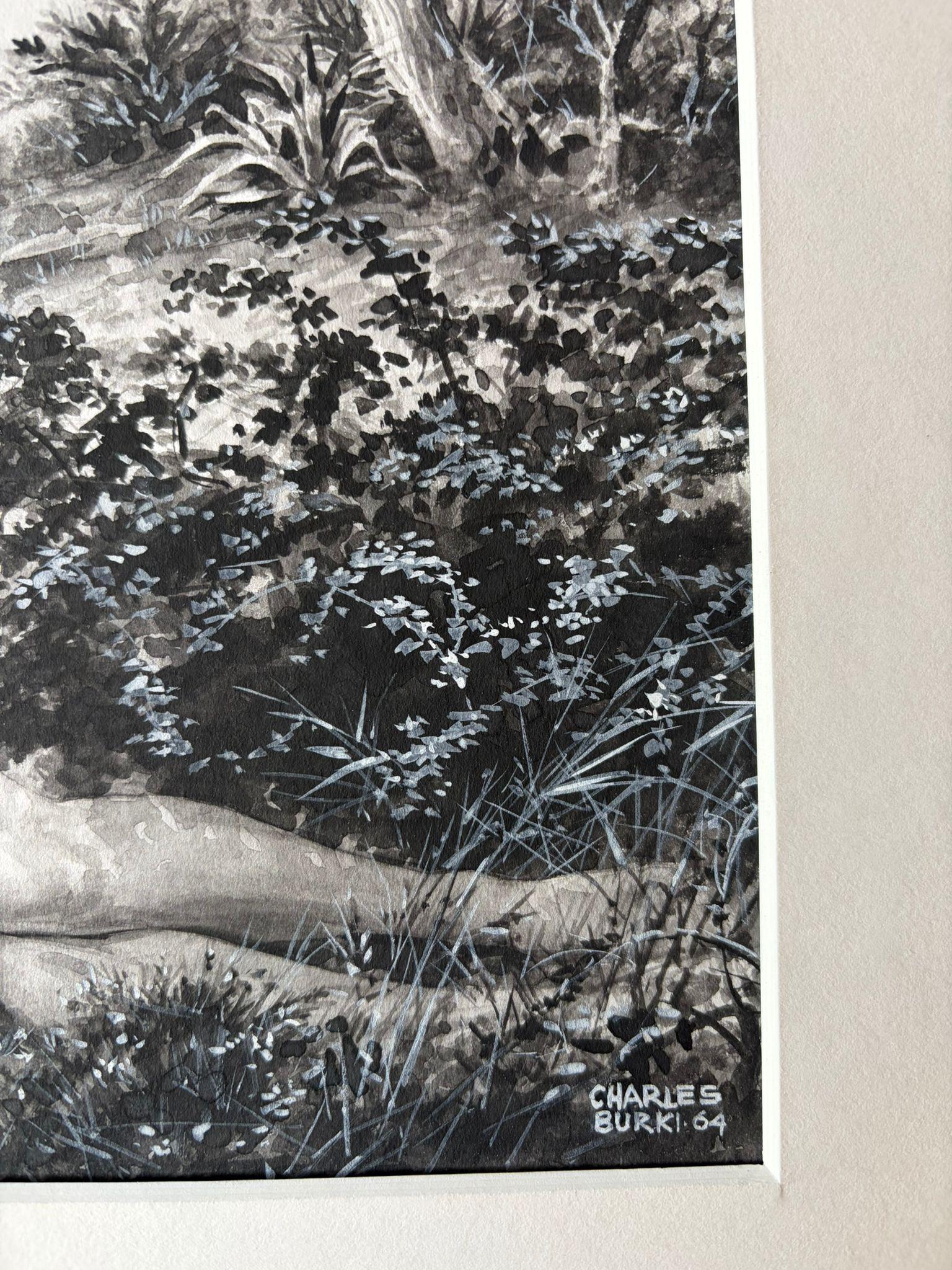 Der Unfall - Original Noir-Illustration von Charles Burki, 1964 im Zustand „Gut“ im Angebot in Langweer, NL