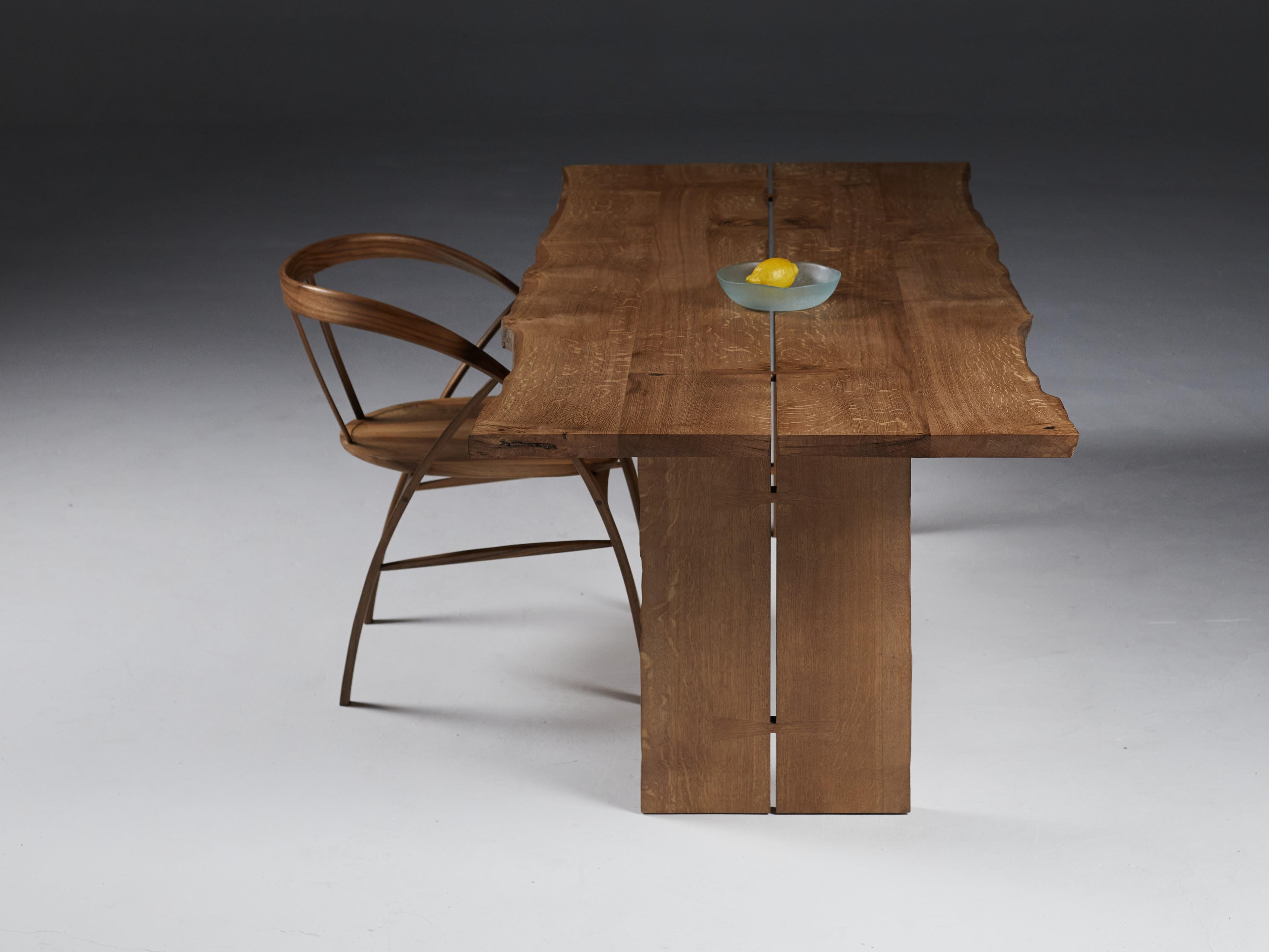 The 'Additions' butterfly joined table with a book-matched live-edge solid English Oak top and legs.

There are two sizes to choose from - 

200 cm x 90 cm x 75 cm // 78.75” x 35.5” x 29.5” H

220 cm x 100 cm x 75 cm H // 86.5” x 39.3” x 29.5” H