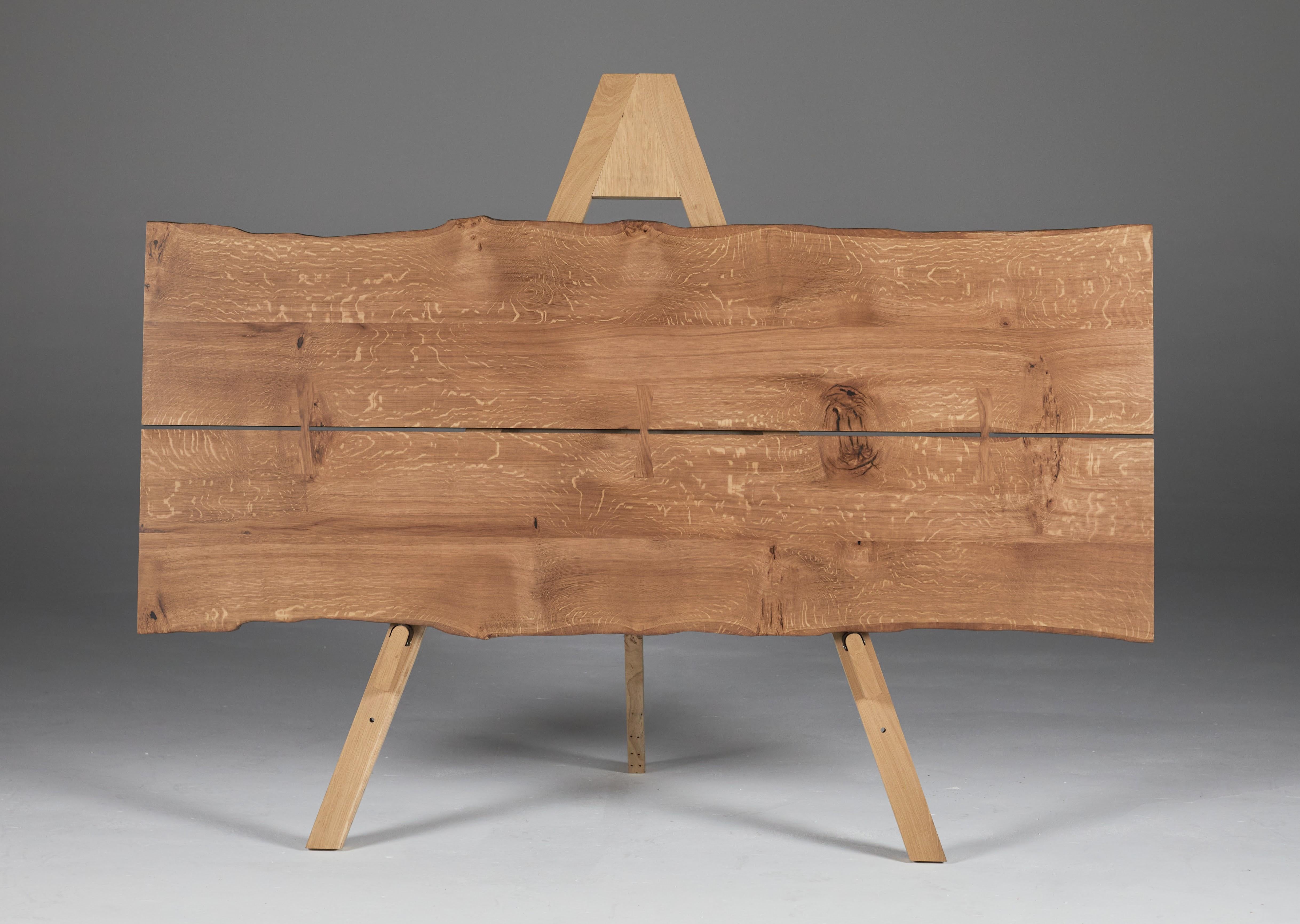 The 'Additions' butterfly joined table with live-edge English Oak. For Sale 2
