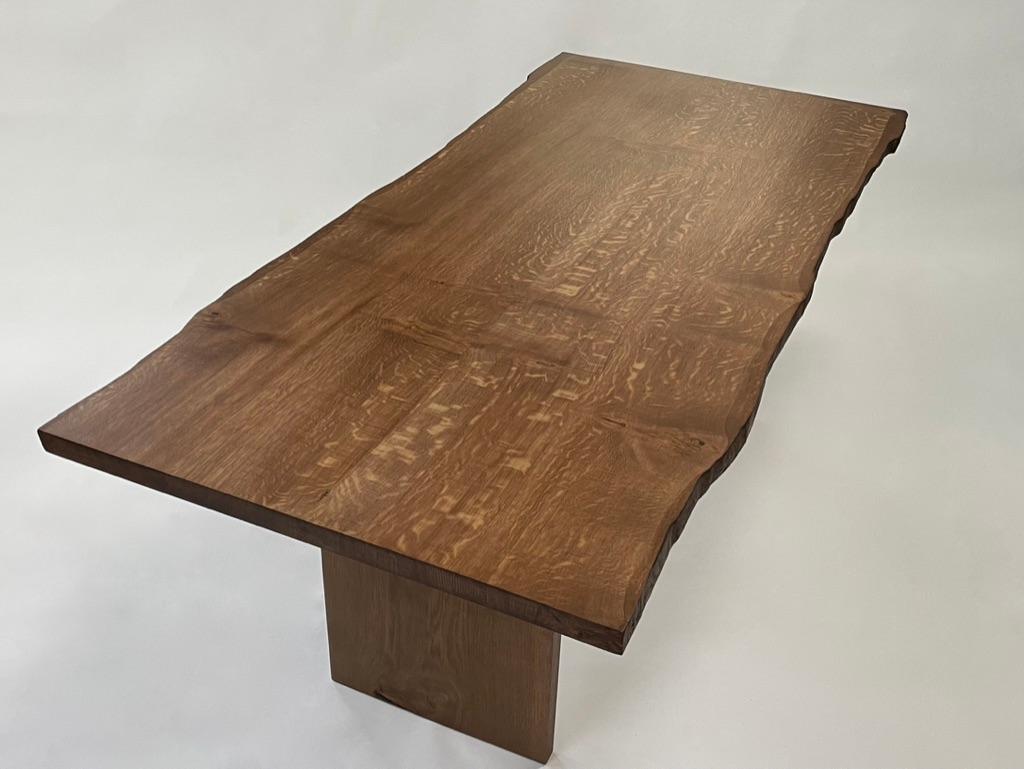 Organic Modern 'Additions' Live Edge Table in book-matched solid English Oak. For Sale