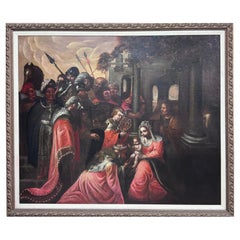 Antique "The Adoration of the Magi" Oil on Canvas Painting, Old Master School