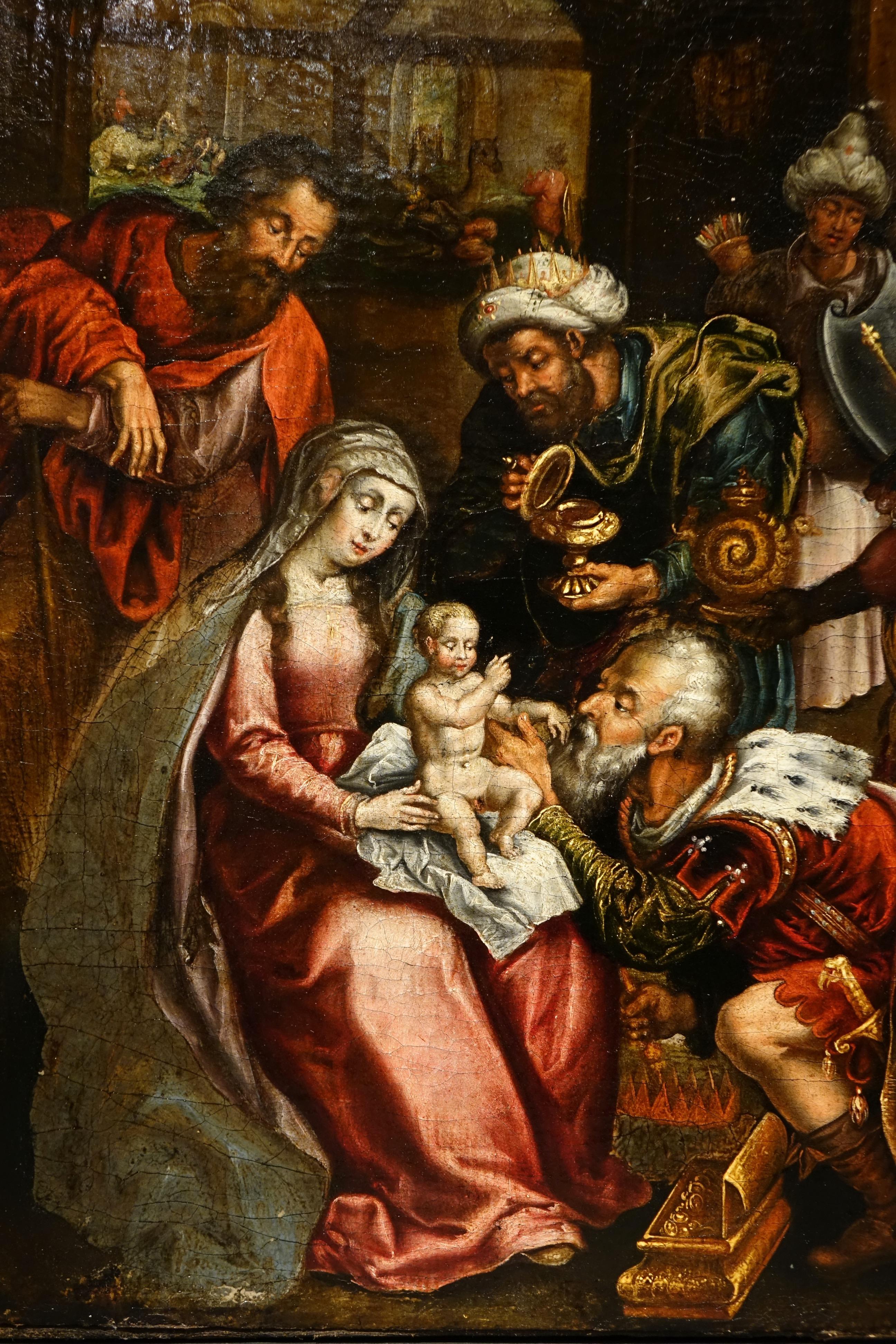 Dutch Adoration of the Magi, School of Frans I Francken For Sale
