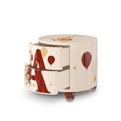 The Adventure Nightstand – Handcrafted Marquetry Nightstand