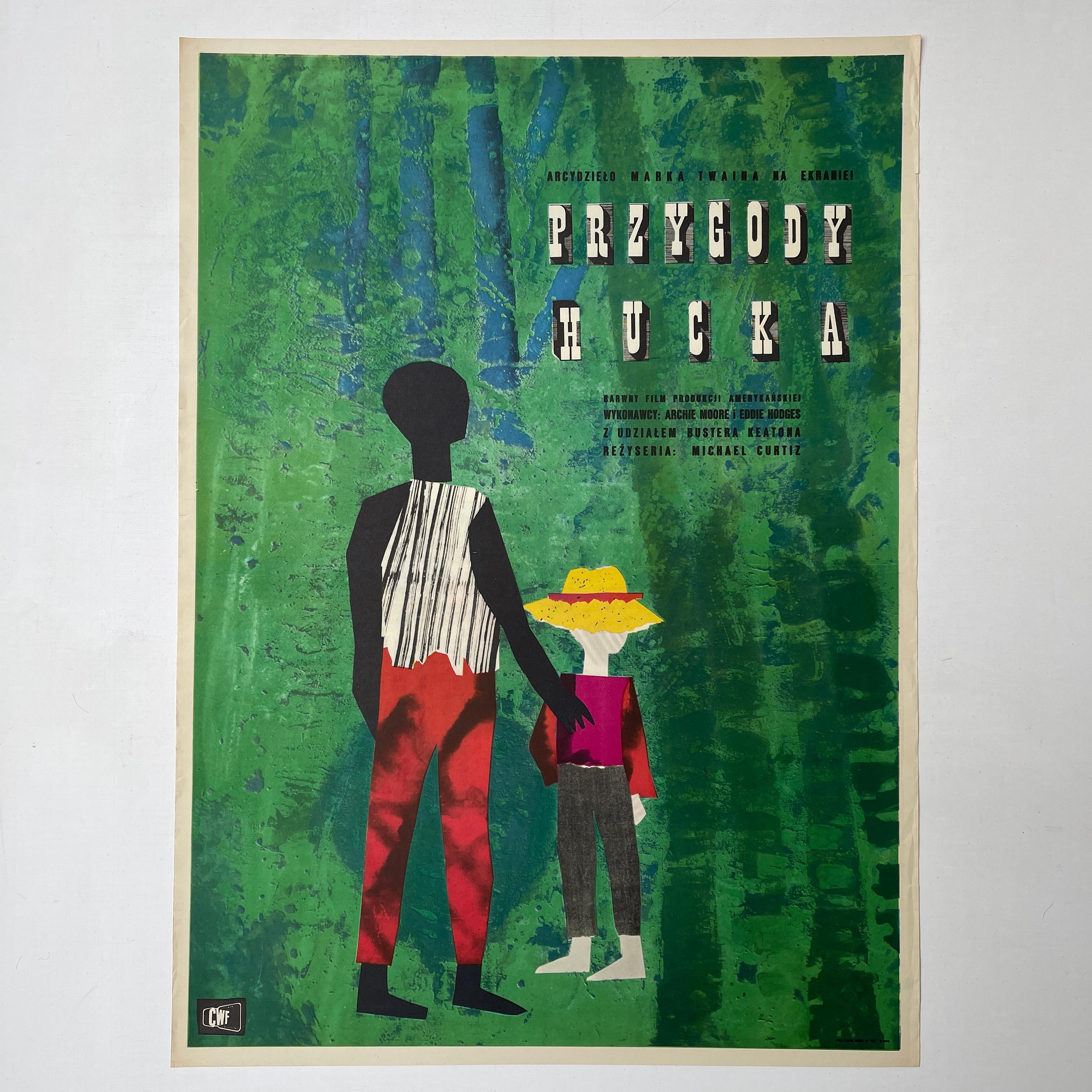 This incredibly beautiful and tender film poster was designed for the children’s classic 'The Adventures of Huckleberry Finn' (Przygody Huck) by legendary Polish illustrator Jerzy Srokowski in 1962.

The film was based on the 1884 novel by author