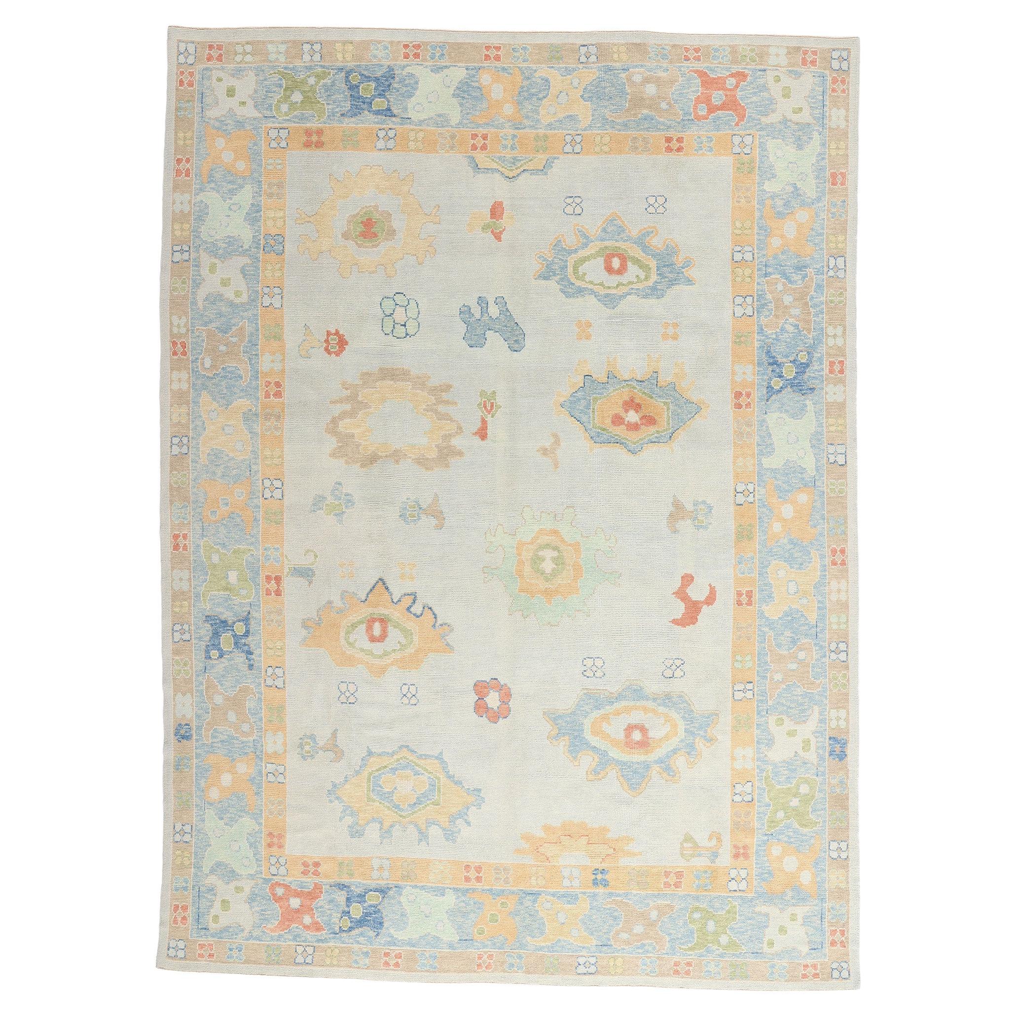 The Aegean Reverie: Modern Turkish Oushak Masterpiece of Quiet Timeless Grandeur For Sale