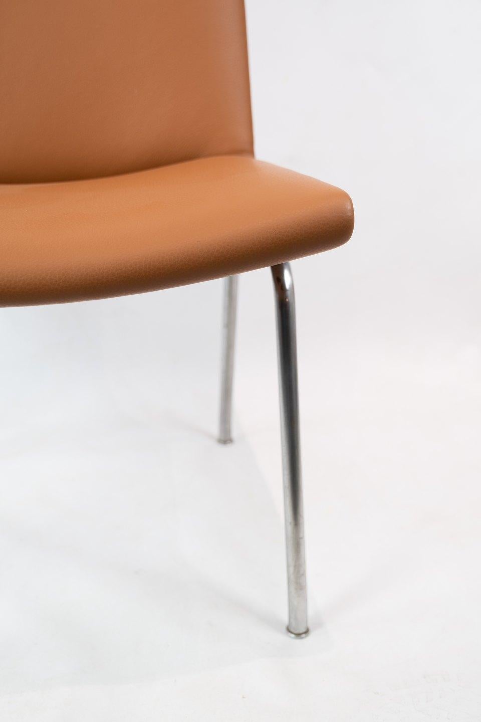Leather The Airport-Chair, Model AP37, Designed by Hans J. Wegner in the 1950s For Sale